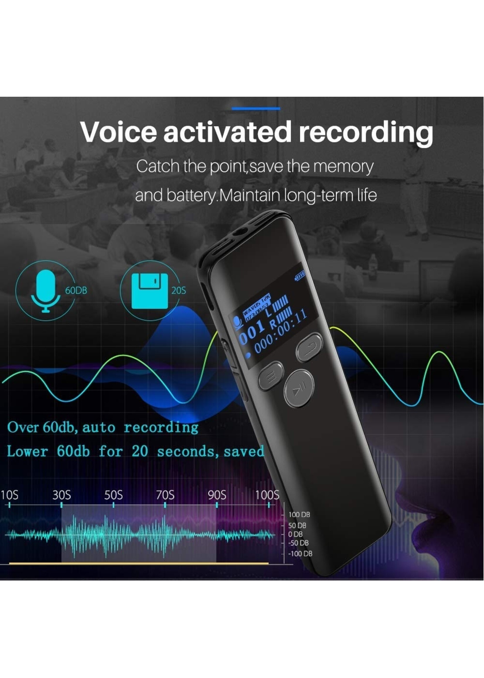 Premium Digitale Recorder - Premium Voice Recorder - Multifunctionele Voice Recorder - Dictafoon 8 GB - Audio Memo Recorder Met USB - Spraak Recorder - Sound – Geluid Recorder - Opname Apparaat - Met MP3 Speler Functie – 8GB