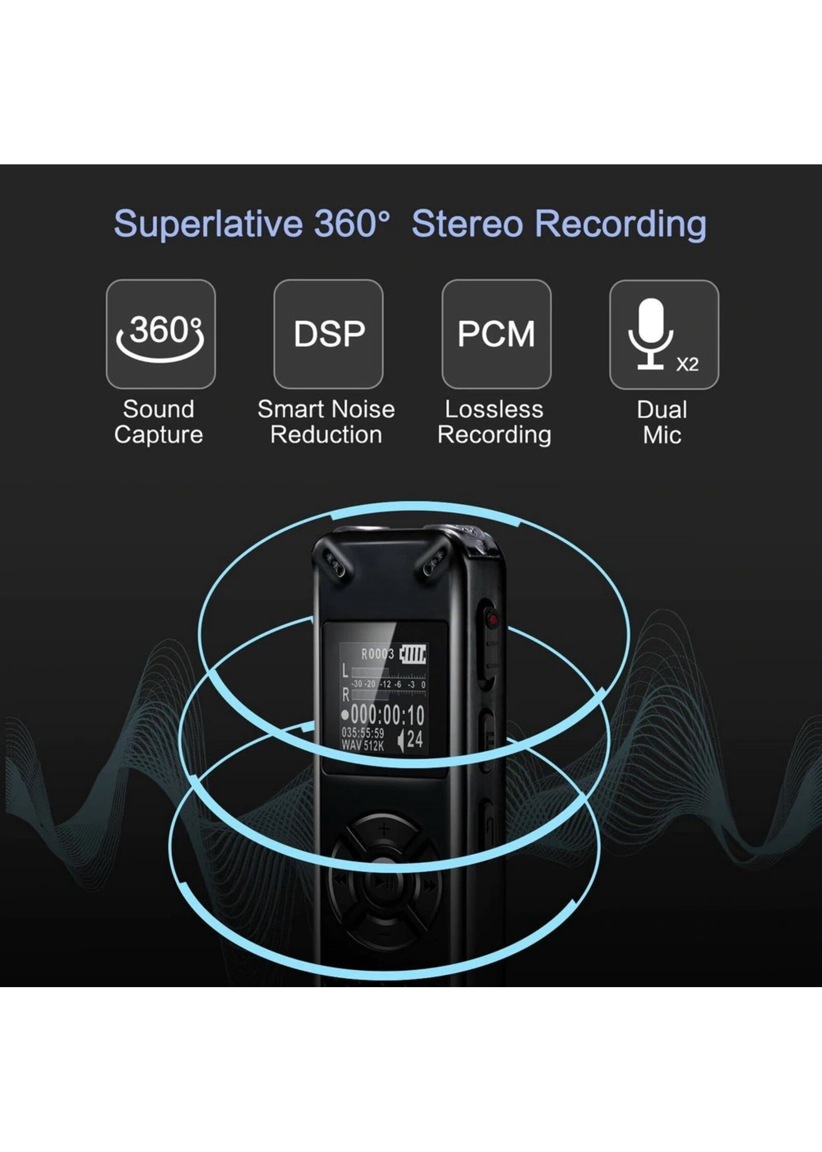 Premium Digitale Recorder - Premium Voice Recorder - Multifunctionele Voice Recorder - Dictafoon 8 GB - Audio Memo Recorder Met USB - Spraak Recorder - Sound – Geluid Recorder - Opname Apparaat - Met MP3 Speler Functie – 8GB