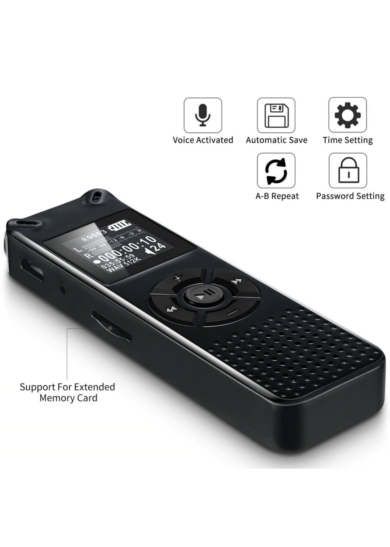 Premium Digitale Recorder - Premium Voice Recorder - Multifunctionele Voice Recorder - Dictafoon 8 GB - Audio Memo Recorder Met USB - Spraak Recorder - Sound – Geluid Recorder - Opname Apparaat - Met MP3 Speler Functie – 8GB
