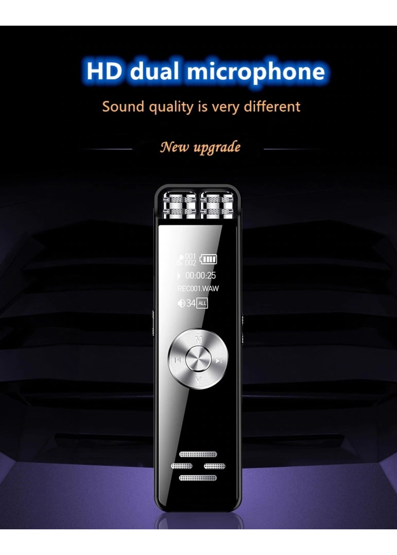 Premium Digitale Recorder - Premium Voice Recorder - Multifunctionele Voice Recorder - Dictafoon 8 GB - Audio Memo Recorder Met USB - Spraak Recorder - Sound – Geluid Recorder - Opname Apparaat - Met MP3 Speler Functie – 8GB