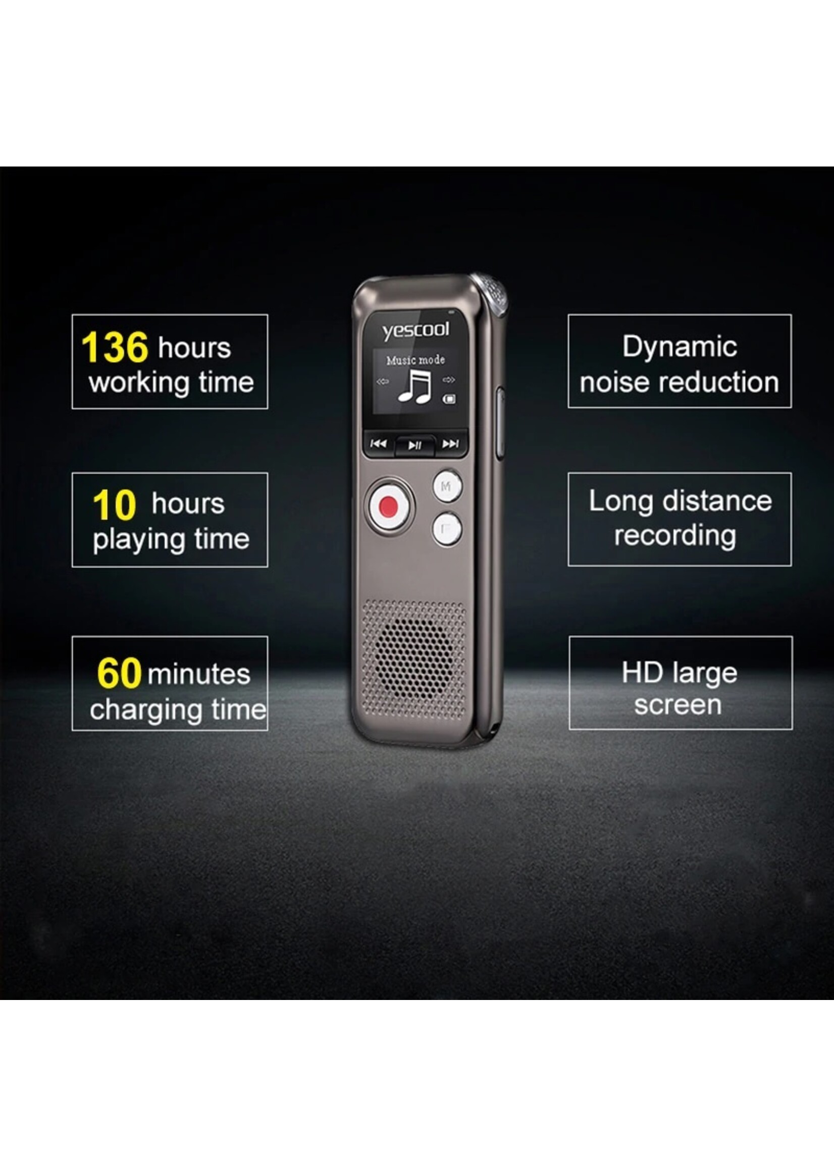 Premium Digitale Recorder - Premium Voice Recorder - Multifunctionele Voice Recorder - Dictafoon 8 GB - Audio Memo Recorder Met USB - Spraak Recorder - Sound – Geluid Recorder - Opname Apparaat - Met MP3 Speler Functie – 8GB