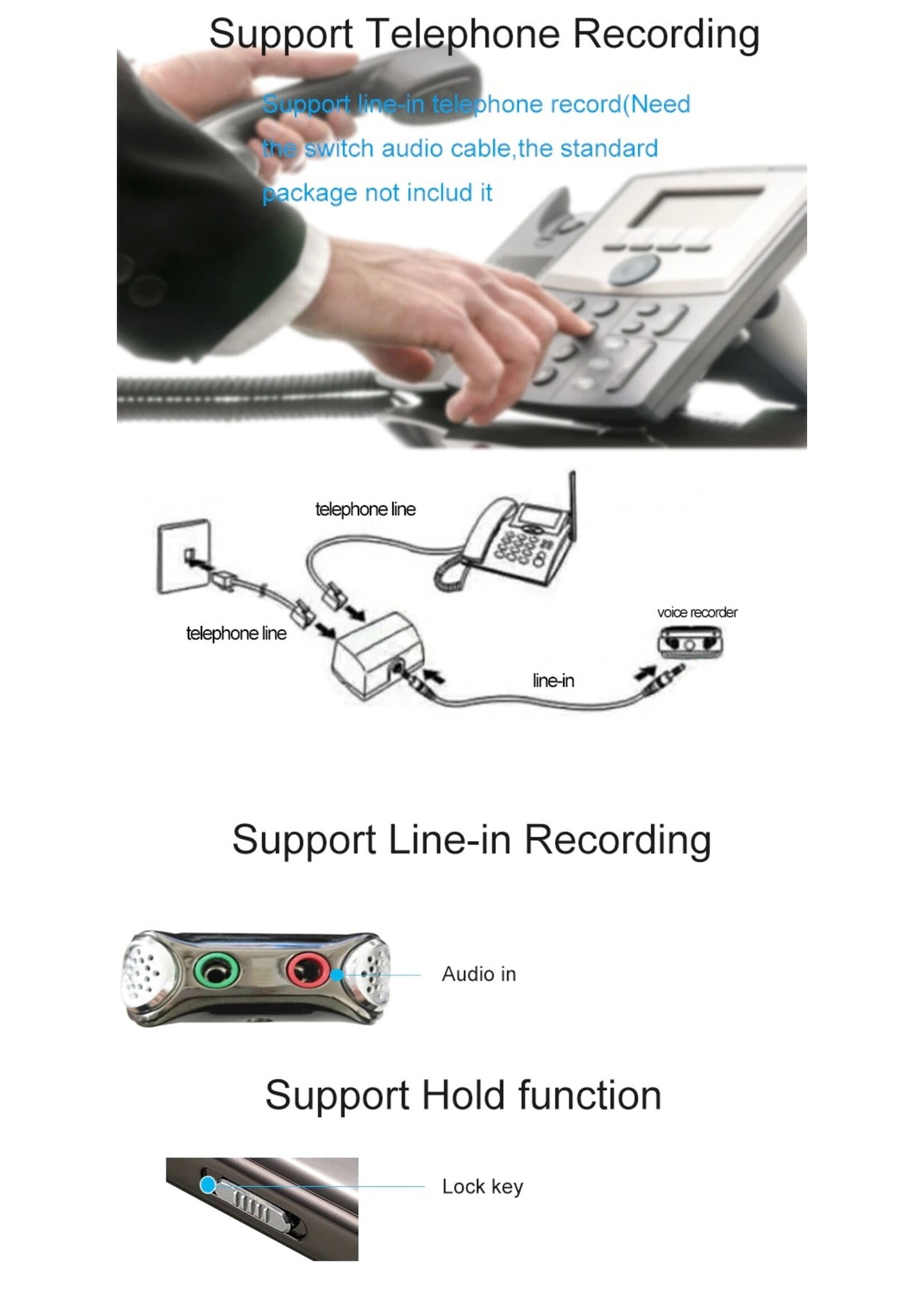 Premium Digitale Recorder - Premium Voice Recorder - Multifunctionele Voice Recorder - Dictafoon 8 GB - Audio Memo Recorder Met USB - Spraak Recorder - Sound – Geluid Recorder - Opname Apparaat - Met MP3 Speler Functie – 8GB