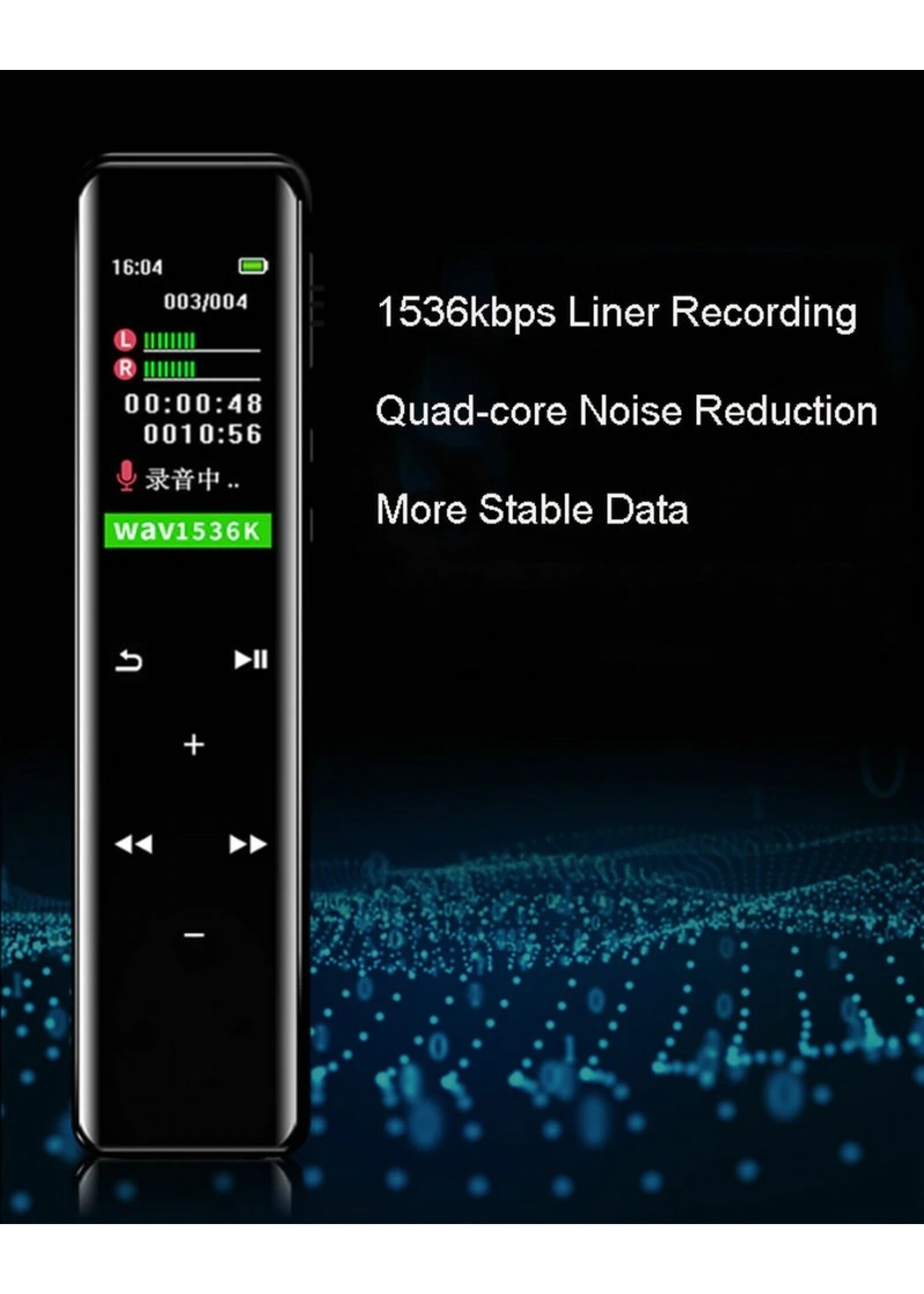 Premium Digitale Recorder - Premium Voice Recorder - Multifunctionele Voice Recorder - Dictafoon 8 GB - Audio Memo Recorder Met USB - Spraak Recorder - Sound – Geluid Recorder - Opname Apparaat - Met MP3 Speler Functie – 8GB