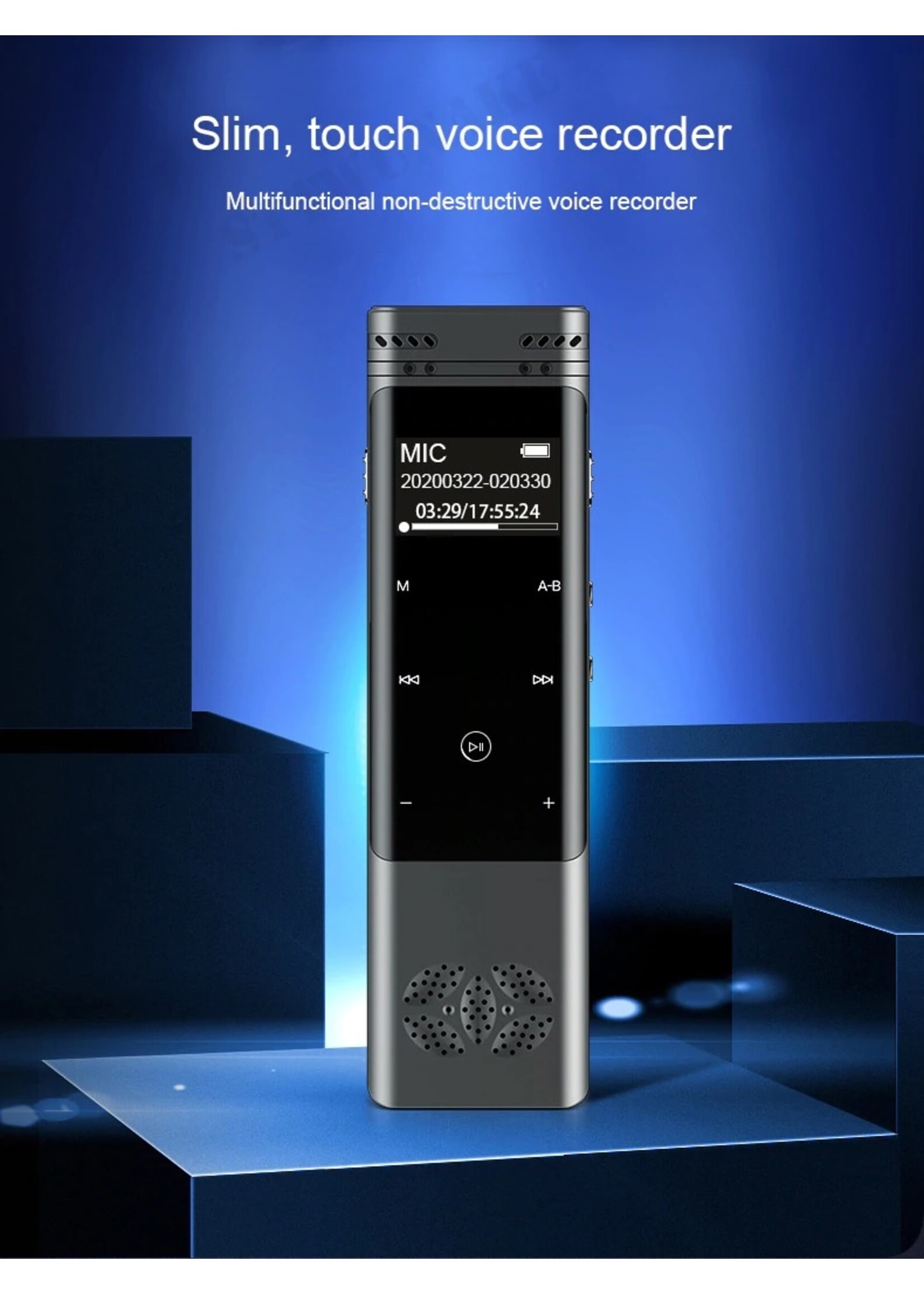 Premium Digitale Recorder - Premium Voice Recorder - Multifunctionele Voice Recorder - Dictafoon 8 GB - Audio Memo Recorder Met USB - Spraak Recorder - Sound – Geluid Recorder - Opname Apparaat - Met MP3 Speler Functie – 8GB