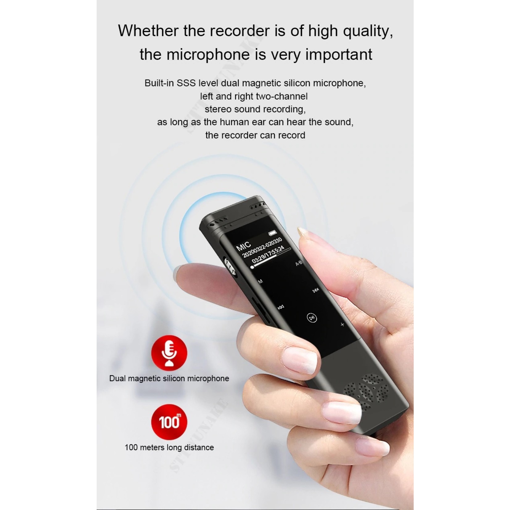 Premium Digitale Recorder - Premium Voice Recorder - Multifunctionele Voice Recorder - Dictafoon 8 GB - Audio Memo Recorder Met USB - Spraak Recorder - Sound – Geluid Recorder - Opname Apparaat - Met MP3 Speler Functie – 8GB