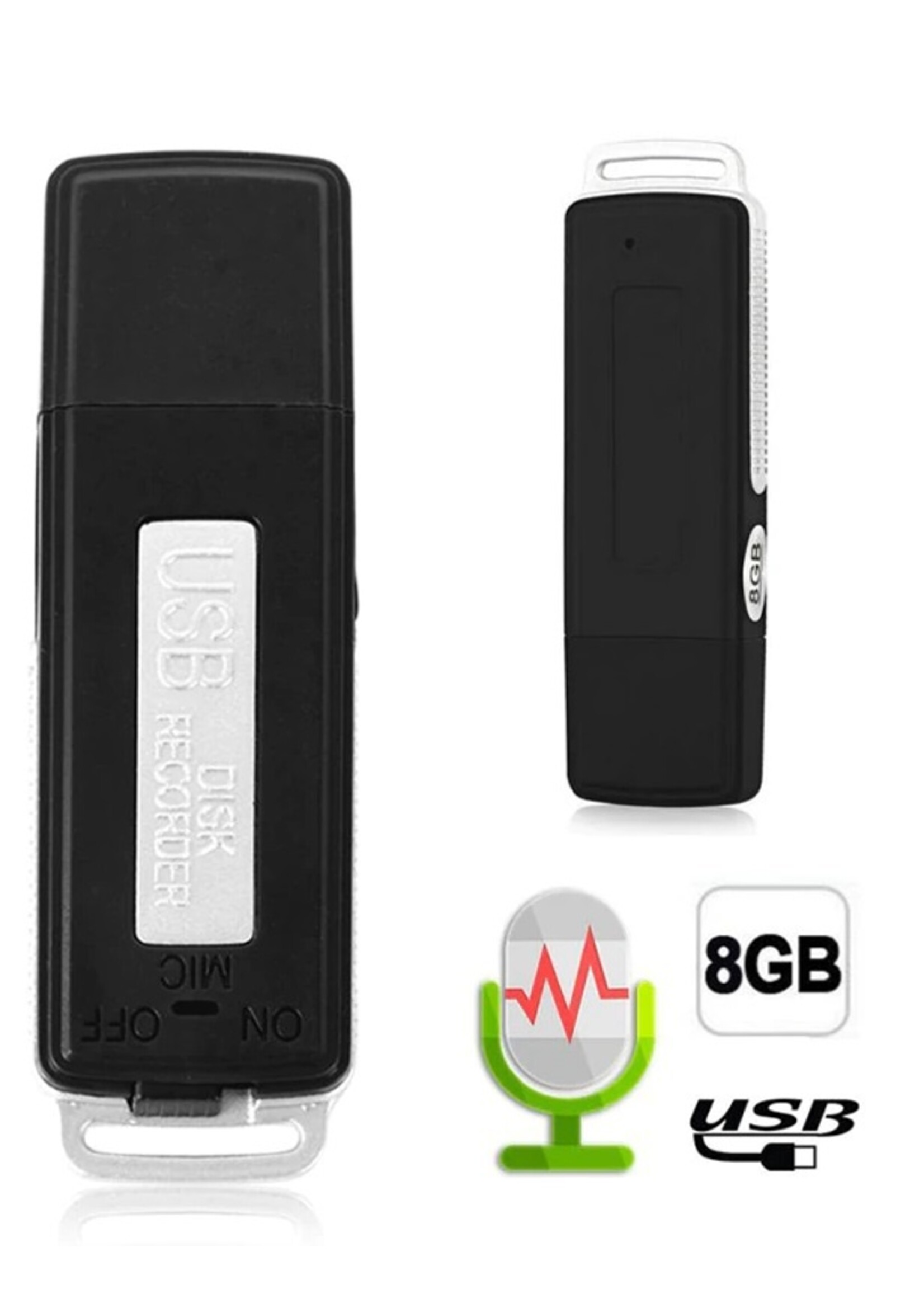 2 in 1 Mini 8GB USB Pen Flash Drive Schijf Digitale Audio Voice Recorder 70 Uur Draagbare Mini Opname Dictafoon