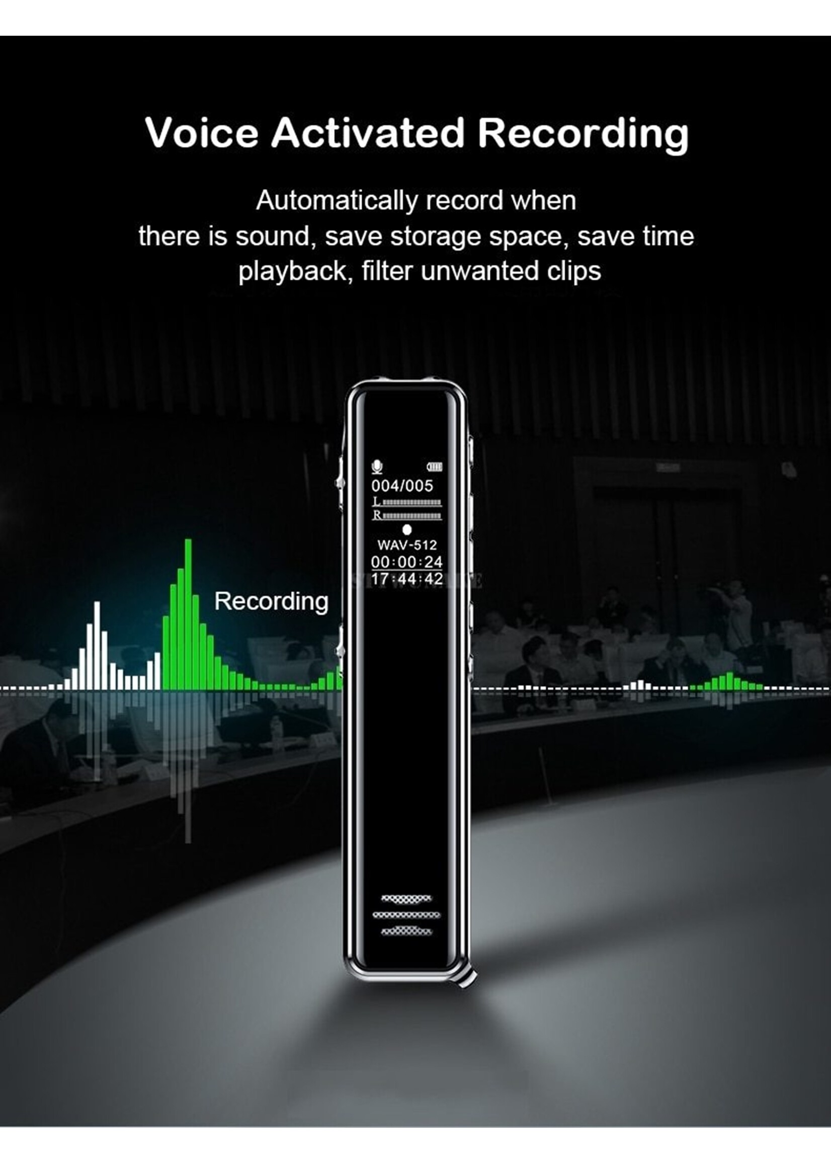 Premium Digitale Recorder - Premium Voice Recorder - Multifunctionele Voice Recorder - Dictafoon 8 GB - Audio Memo Recorder Met USB - Spraak Recorder - Sound – Geluid Recorder - Opname Apparaat - Met MP3 Speler Functie – 8GB