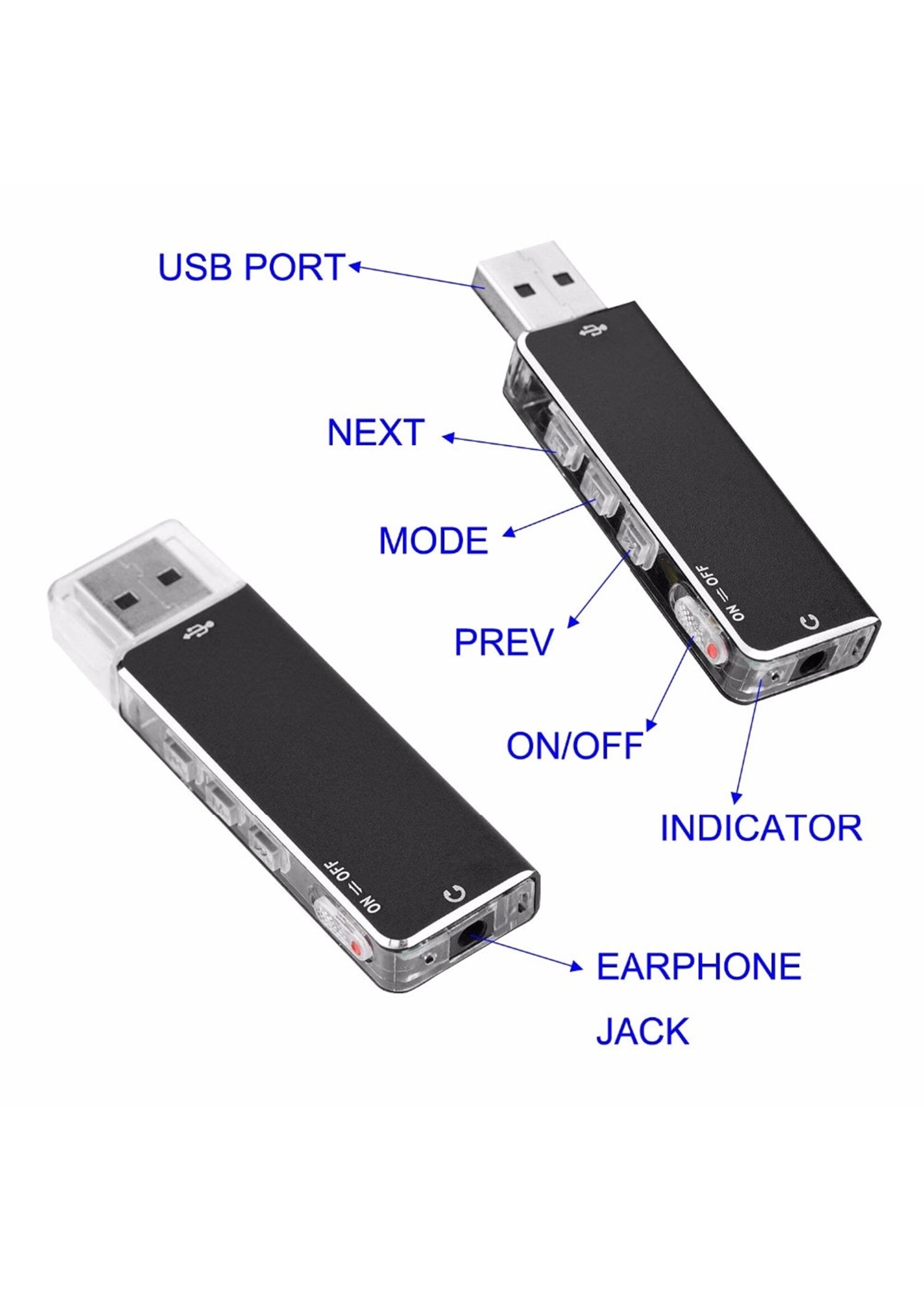 Premium Digitale Recorder - Premium Voice Recorder - Multifunctionele Voice Recorder - Dictafoon 8 GB - Audio Memo Recorder Met USB - Spraak Recorder - Sound – Geluid Recorder - Opname Apparaat - Met MP3 Speler Functie – 8GB