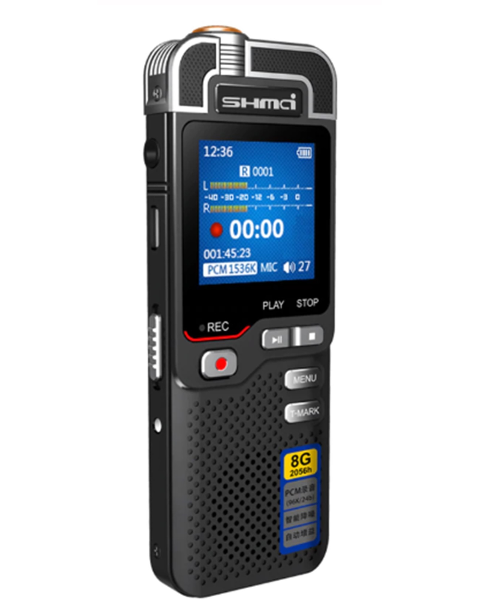 Merkloos Premium Digitale Recorder - Premium Voice Recorder - Multifunctionele Voice Recorder - Dictafoon 8 GB - Audio Memo Recorder Met USB - Spraak Recorder - Sound – Geluid Recorder - Opname Apparaat - Met MP3 Speler Functie – Zwart