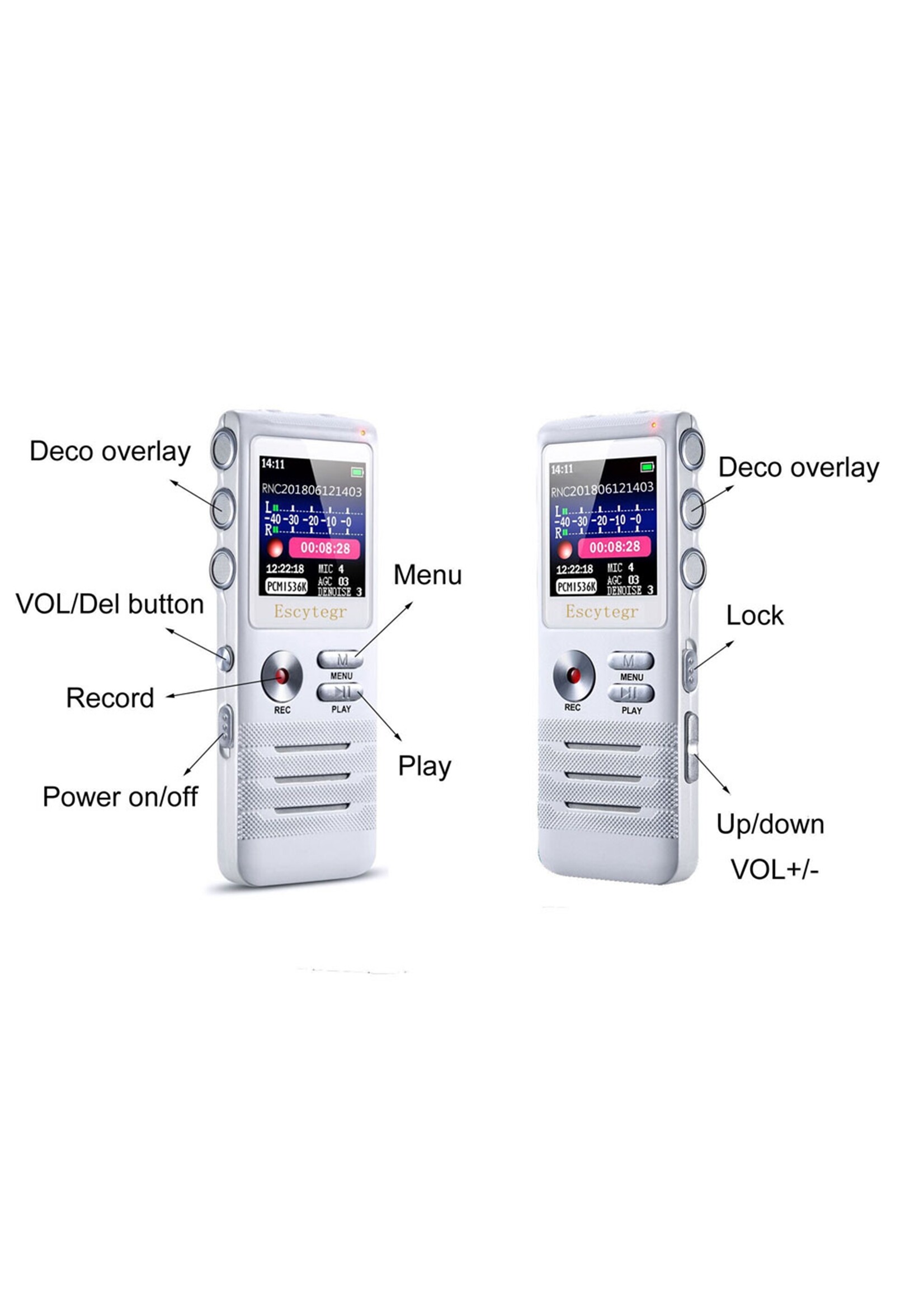 Premium Digitale Recorder - Premium Voice Recorder - Multifunctionele Voice Recorder - Dictafoon 8 GB - Audio Memo Recorder Met USB - Spraak Recorder - Sound – Geluid Recorder - Opname Apparaat - Met MP3 Speler Functie – 8GB
