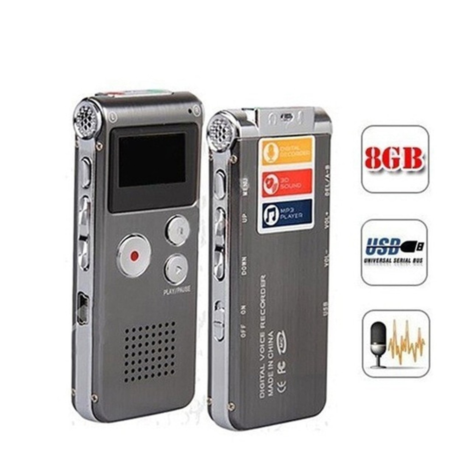 Premium Digitale - Premium Voice Recorder - Multifunctionele Voice Recorder - Dictafoon 16 GB - Audio Memo Recorder Met USB - Spraak Recorder - Sound – Geluid Recorder - Opname Apparaat - Met MP3 Speler Functie – Paars