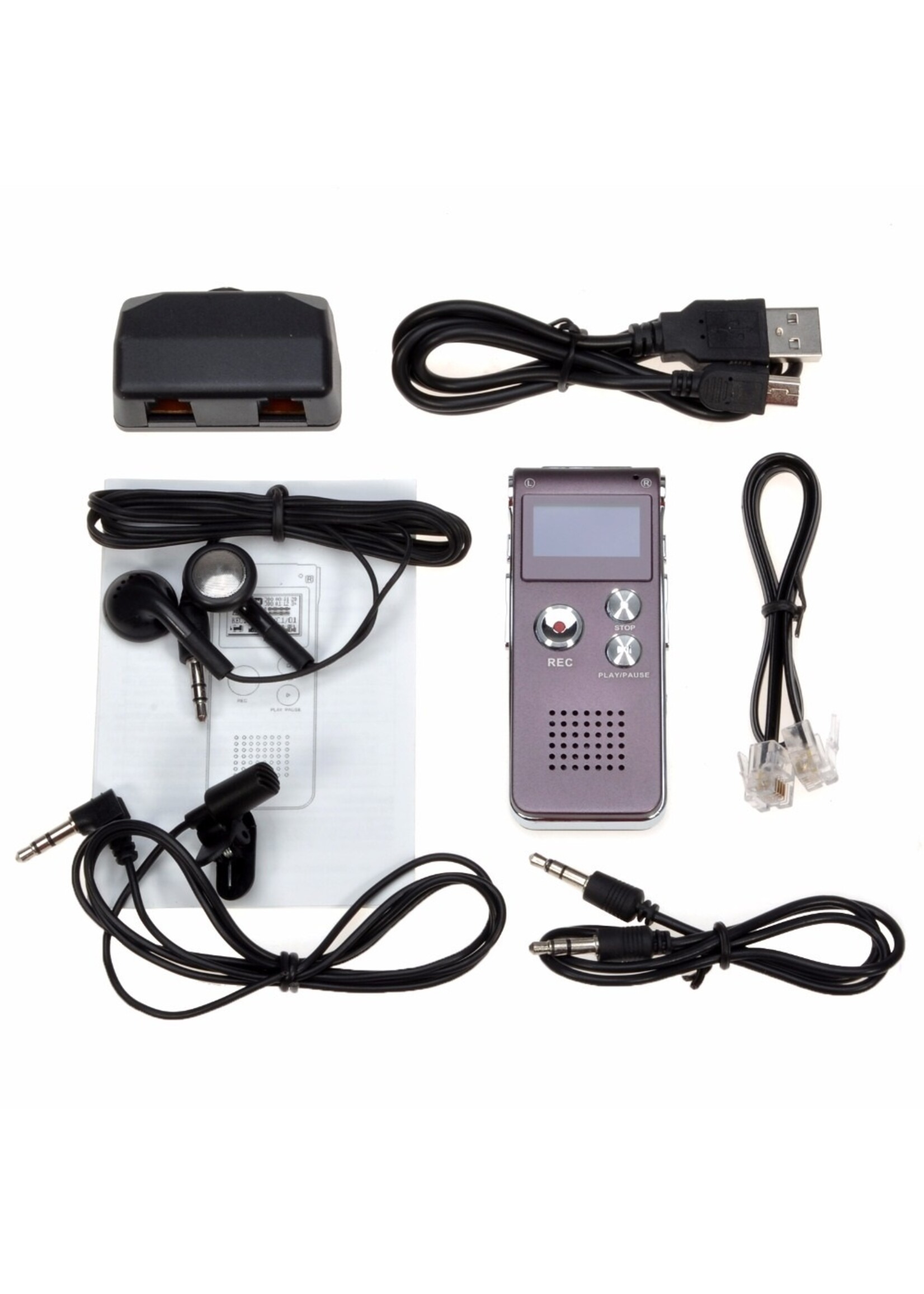 Premium Digitale - Premium Voice Recorder - Multifunctionele Voice Recorder - Dictafoon 16 GB - Audio Memo Recorder Met USB - Spraak Recorder - Sound – Geluid Recorder - Opname Apparaat - Met MP3 Speler Functie – Paars