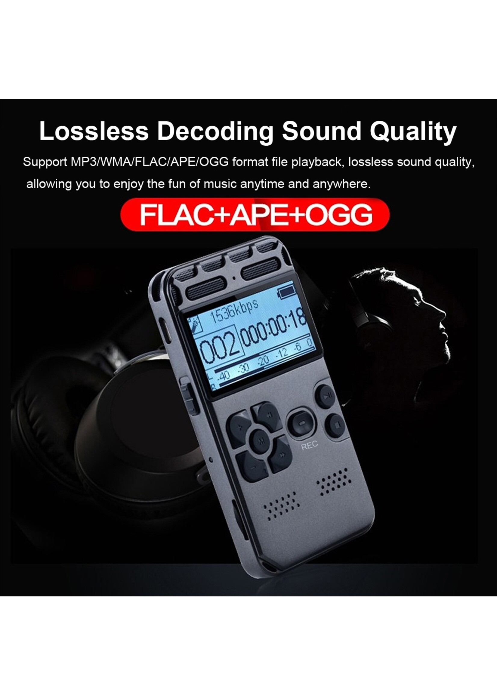 8 GB oplaadbare LCD Digitale Audio Geluid Dictafoon met Voice Recorder