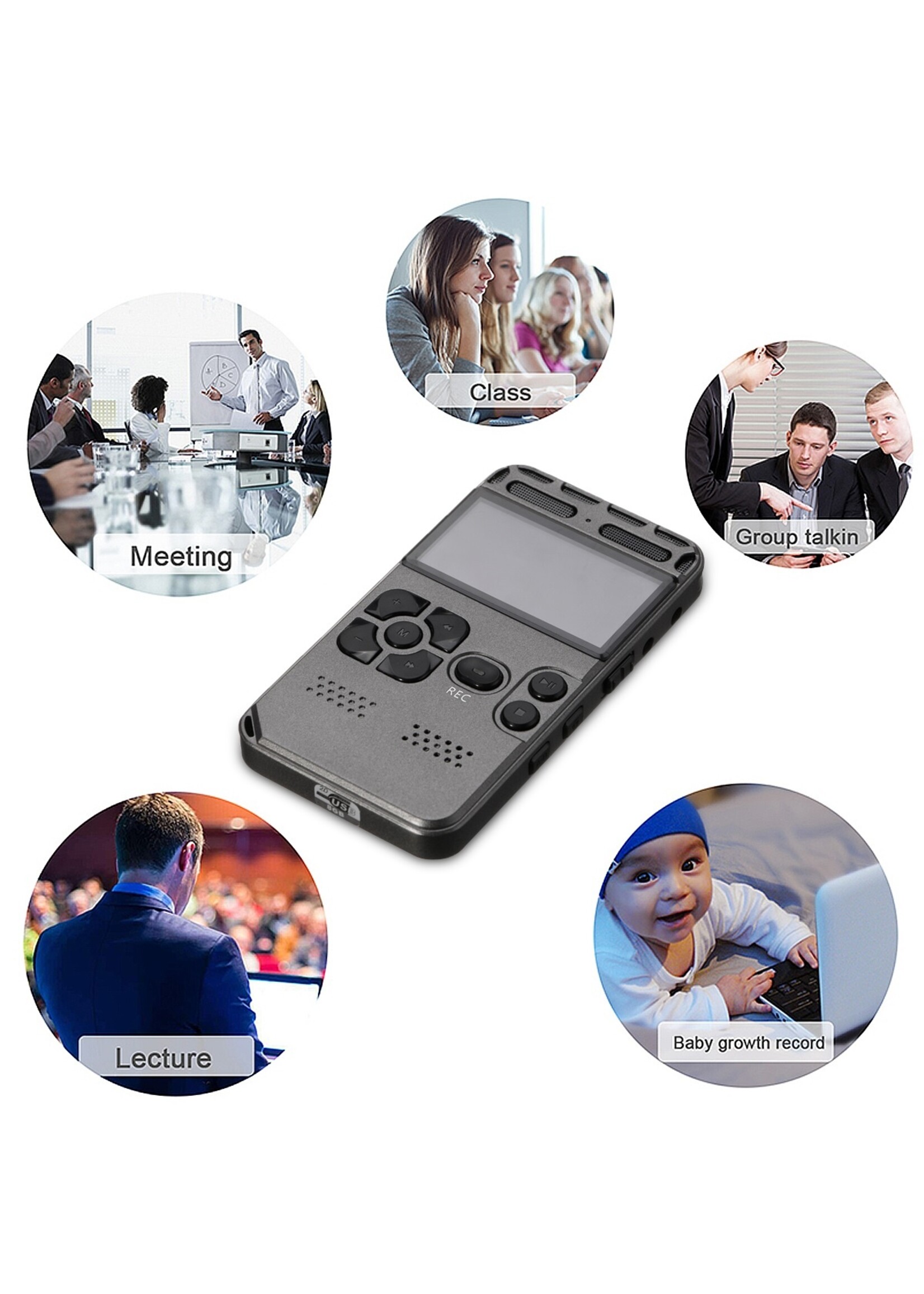 8 GB oplaadbare LCD Digitale Audio Geluid Dictafoon met Voice Recorder