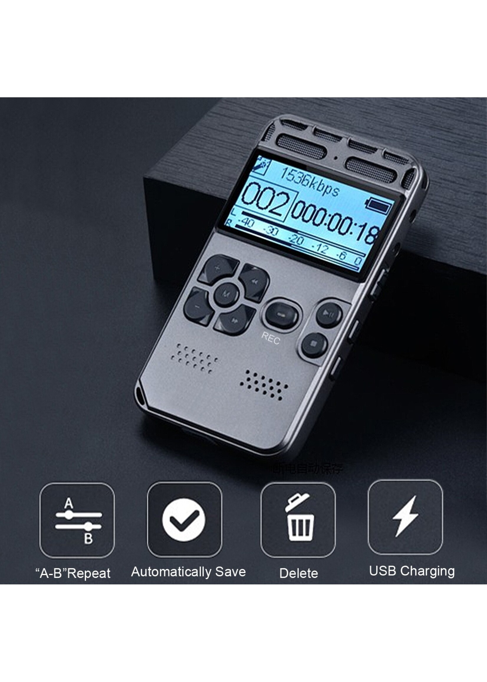 8 GB oplaadbare LCD Digitale Audio Geluid Dictafoon met Voice Recorder