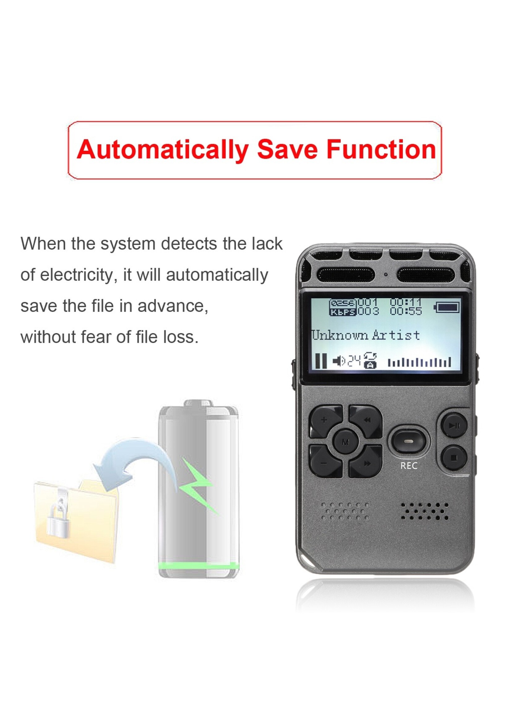 8 GB oplaadbare LCD Digitale Audio Geluid Dictafoon met Voice Recorder