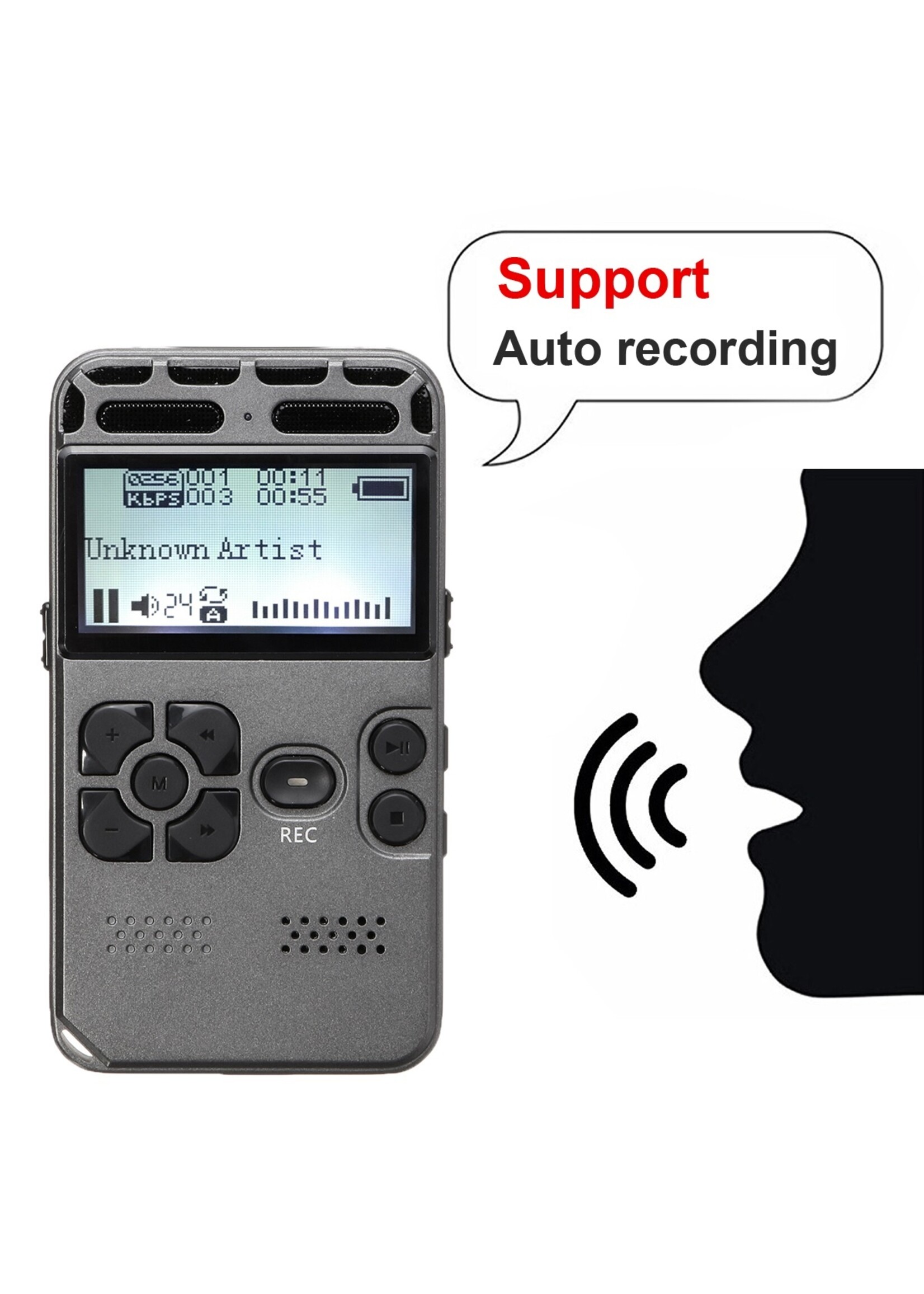 8 GB oplaadbare LCD Digitale Audio Geluid Dictafoon met Voice Recorder