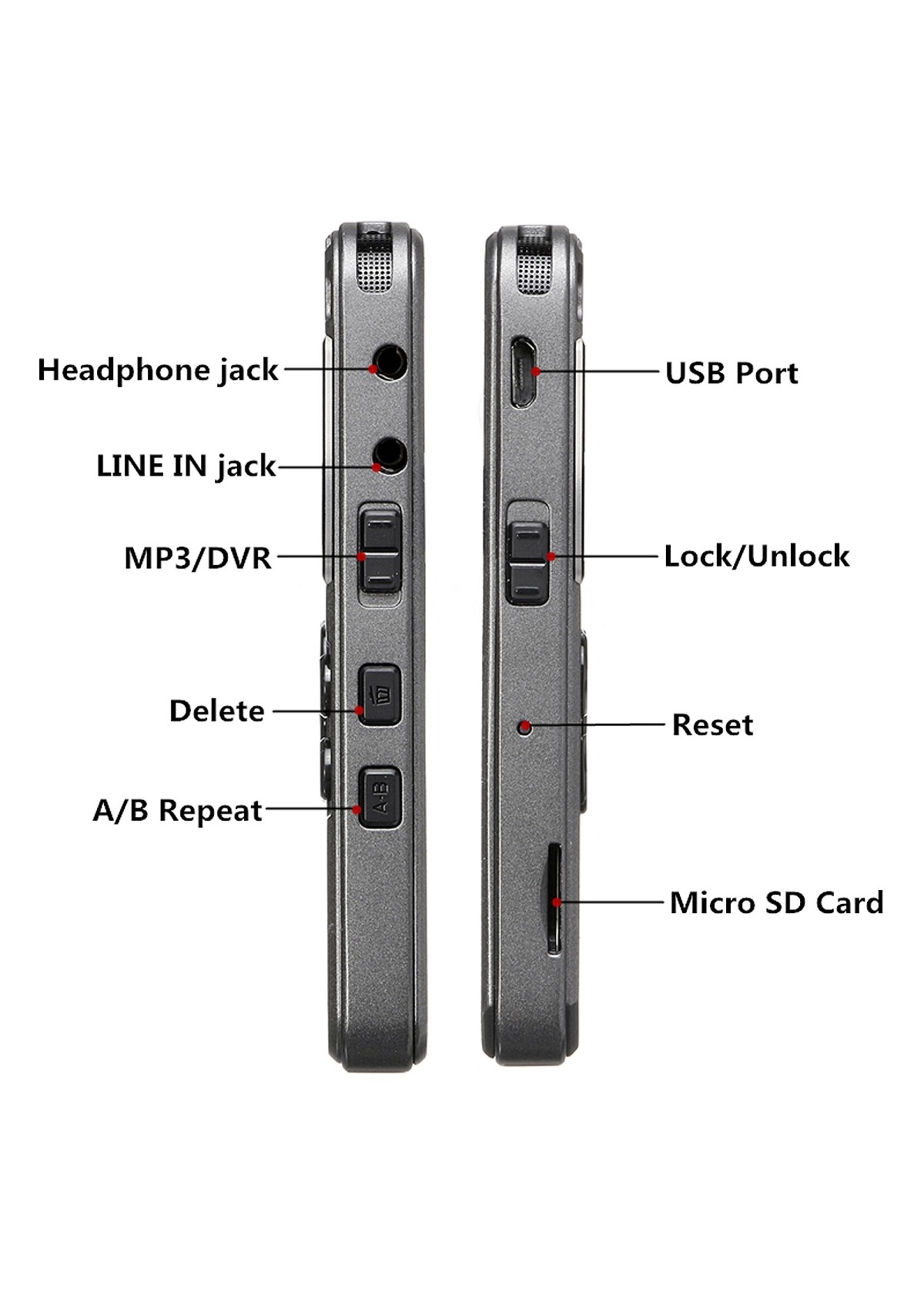 8 GB oplaadbare LCD Digitale Audio Geluid Dictafoon met Voice Recorder