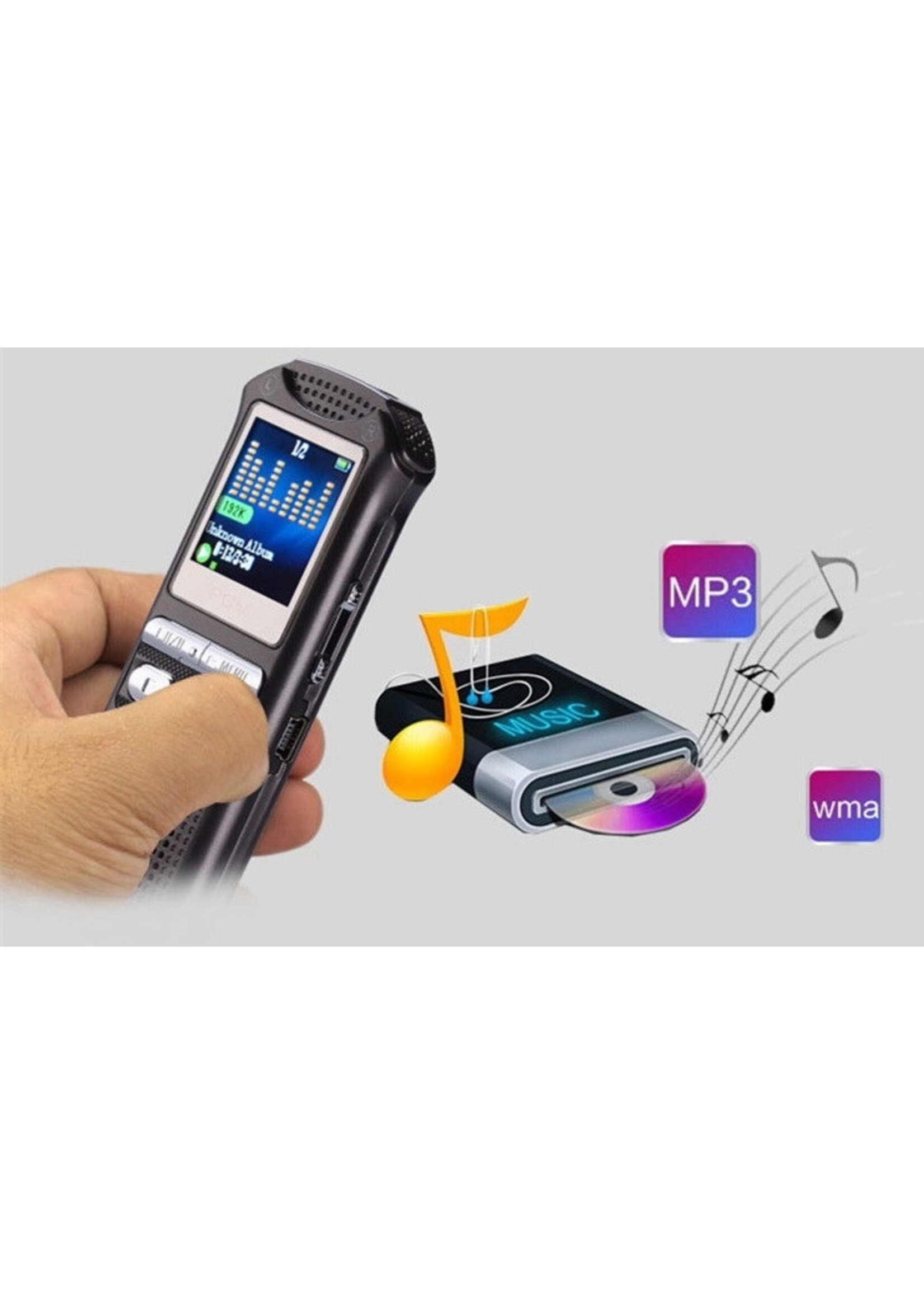 audiorecorder 60m, spraakrecorder 8GB, tijdstempel + spraakgestuurd + wachtwoord digitale recorder