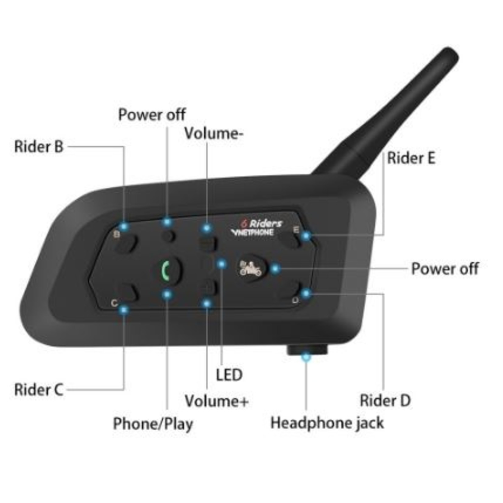 Interphone Modules V6 - Motor communicatiesysteem - Bluetooth - 1200 Meter