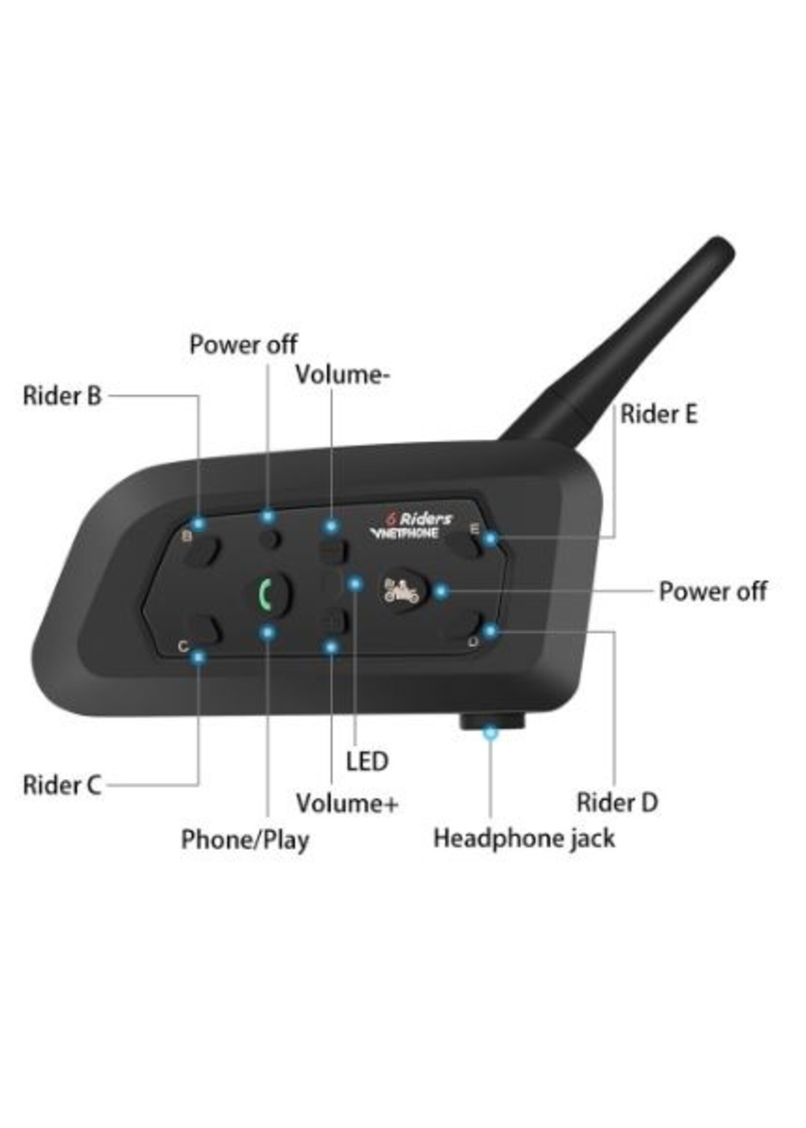 Interphone Modules V6 - Motor communicatiesysteem - Bluetooth - 1200 Meter