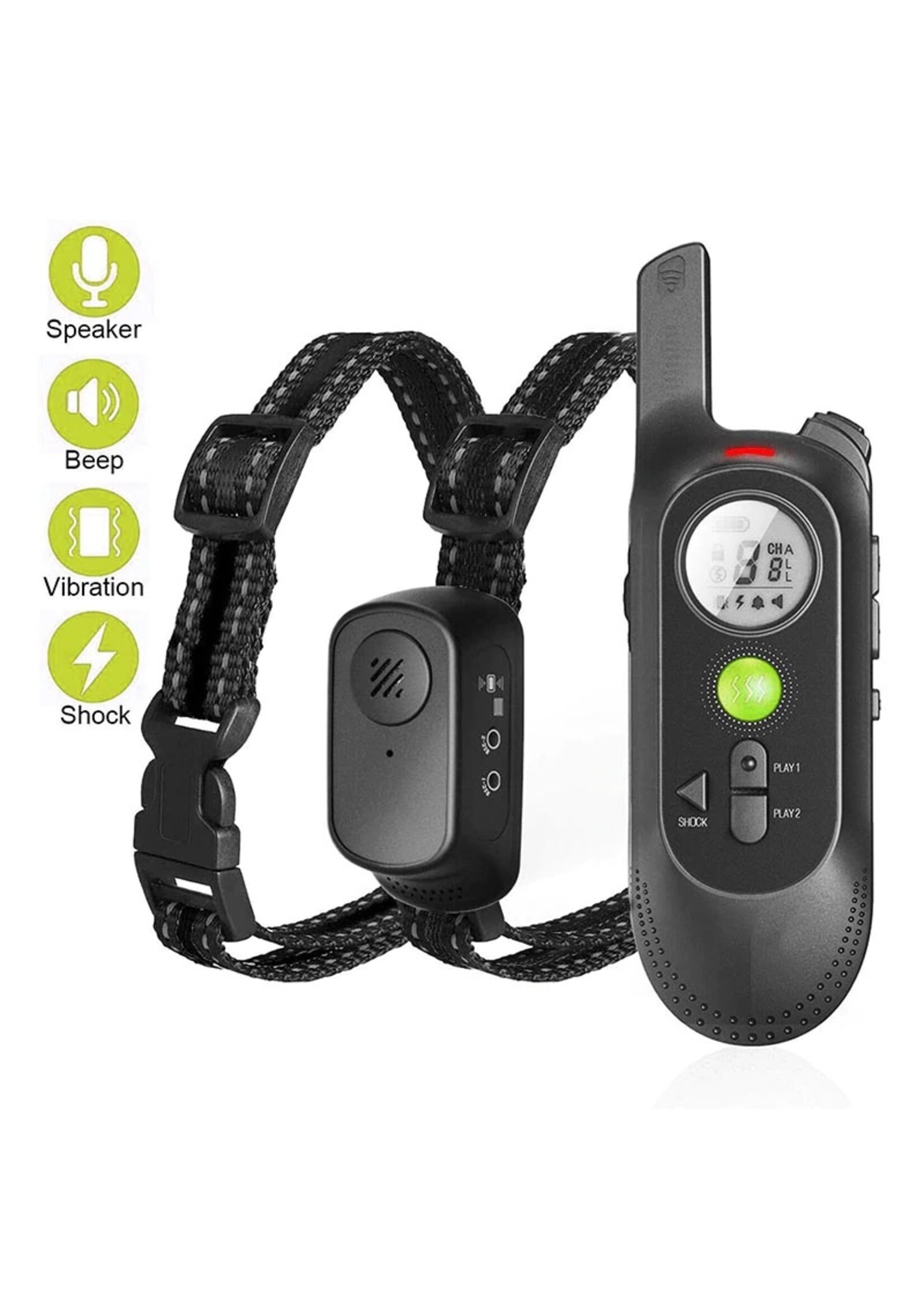 Trainingshalsband voor honden met spraakopdracht, zoemer, vibratie- en vibratiemodus, oplaadbare waterdichte schokabsorberende halsband voor honden, met afstandsbediening van 250meter bereik