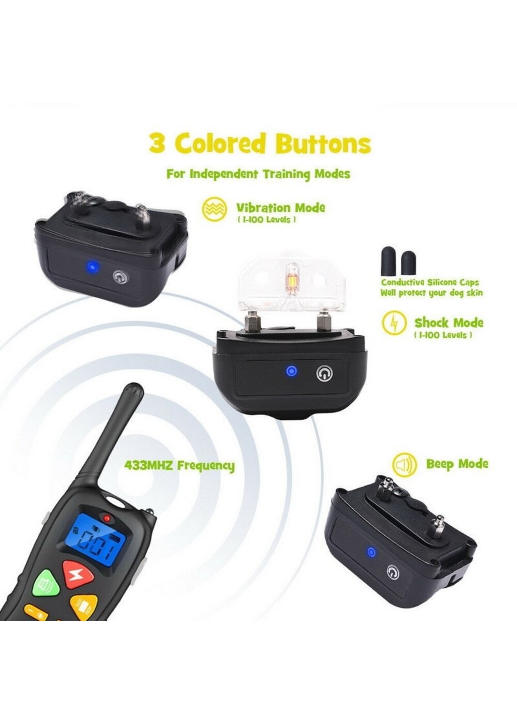 Trainingshalsband voor huisdieren - Op afstand trainen GEEN schors voor hond 300M Range Act Tech LED