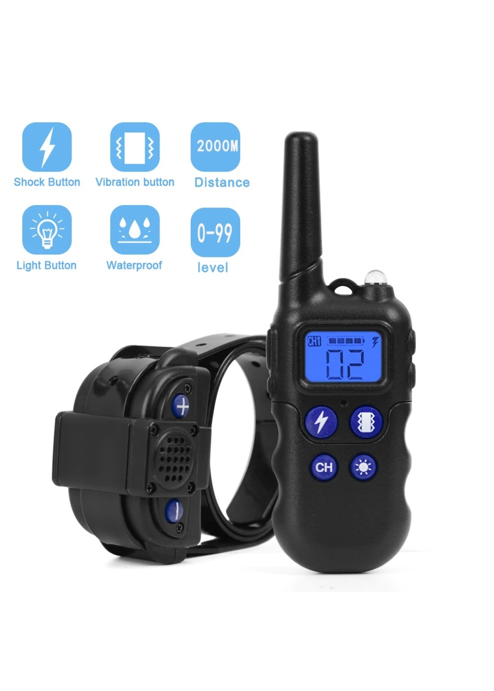 500M hondentrainingshalsband met walkietalkie - Oplaadbare halsband voor honden - Halsband Modi Pieptoon Trillingen Schok - waterdichte trainingshalsband