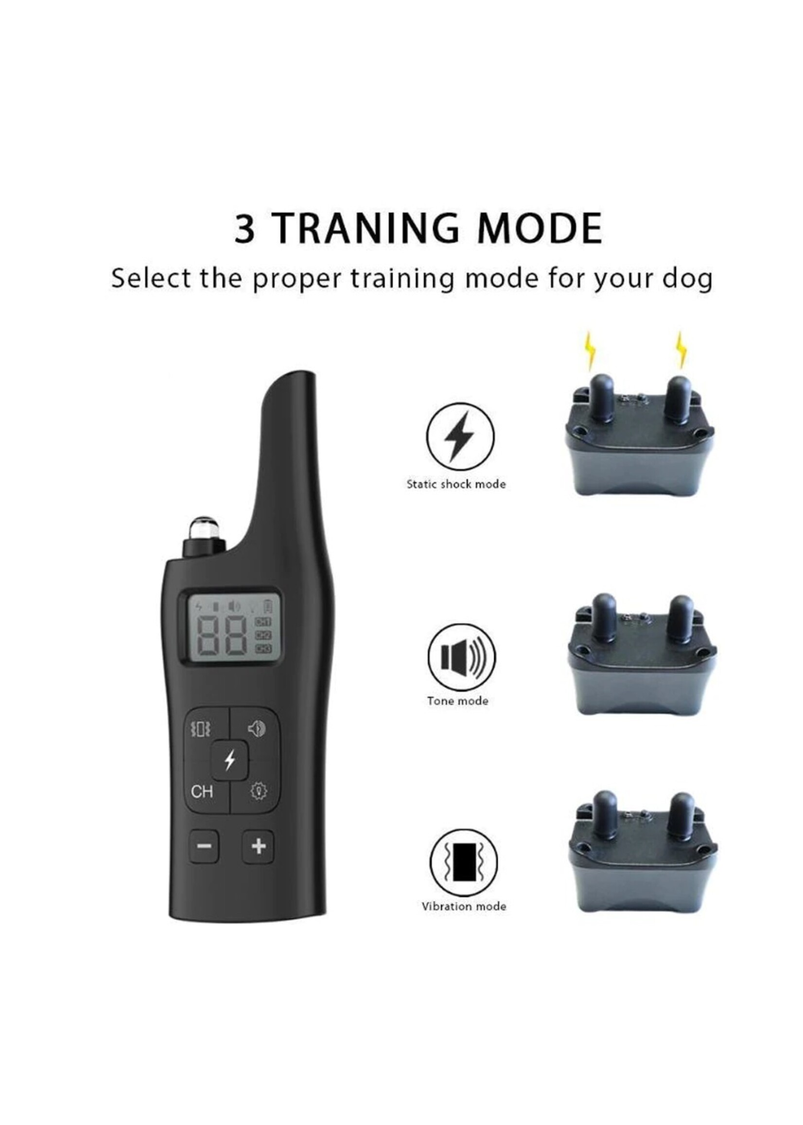 Oplaadbare hondentrainingshalsband - IP67 waterdichte stop-blafhalsband voor kleine middelgrote grote honden met licht LCD-scherm
