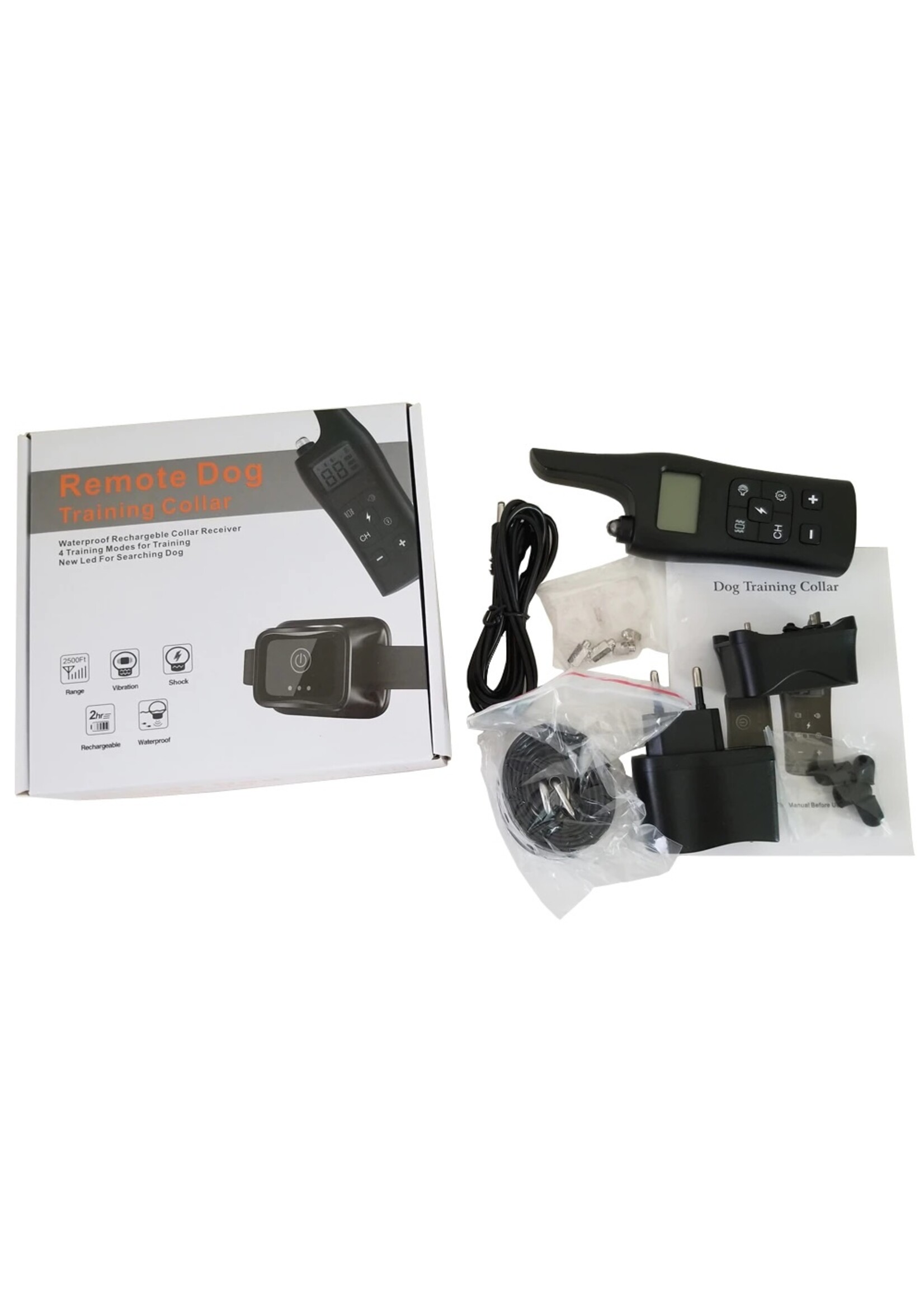 Oplaadbare hondentrainingshalsband - IP67 waterdichte stop-blafhalsband voor kleine middelgrote grote honden met licht LCD-scherm