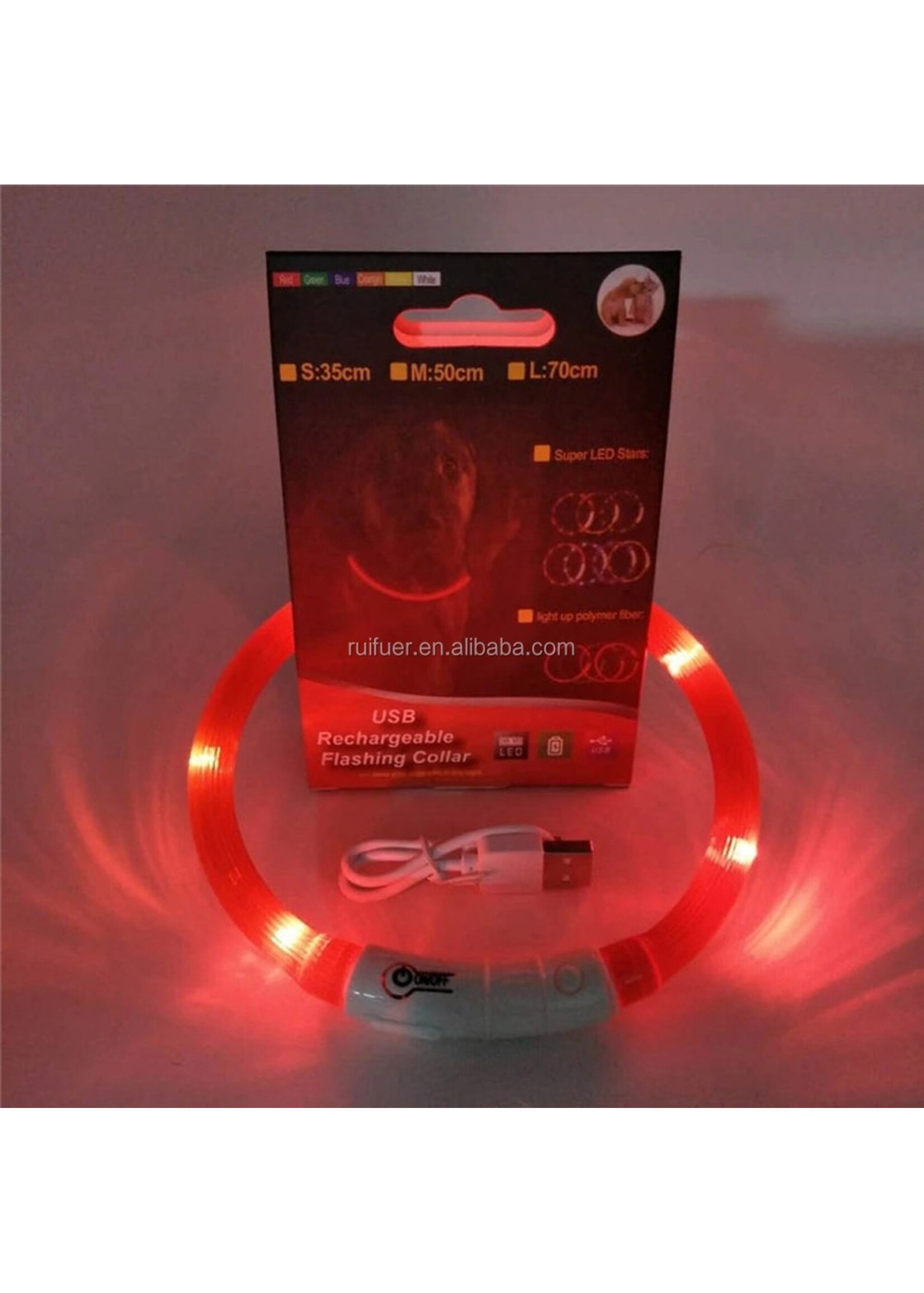 Eenvoudige USB LED Knipperlicht Band - Veiligheid - Hondenhalsband Oplaadbaar Veelkleurig