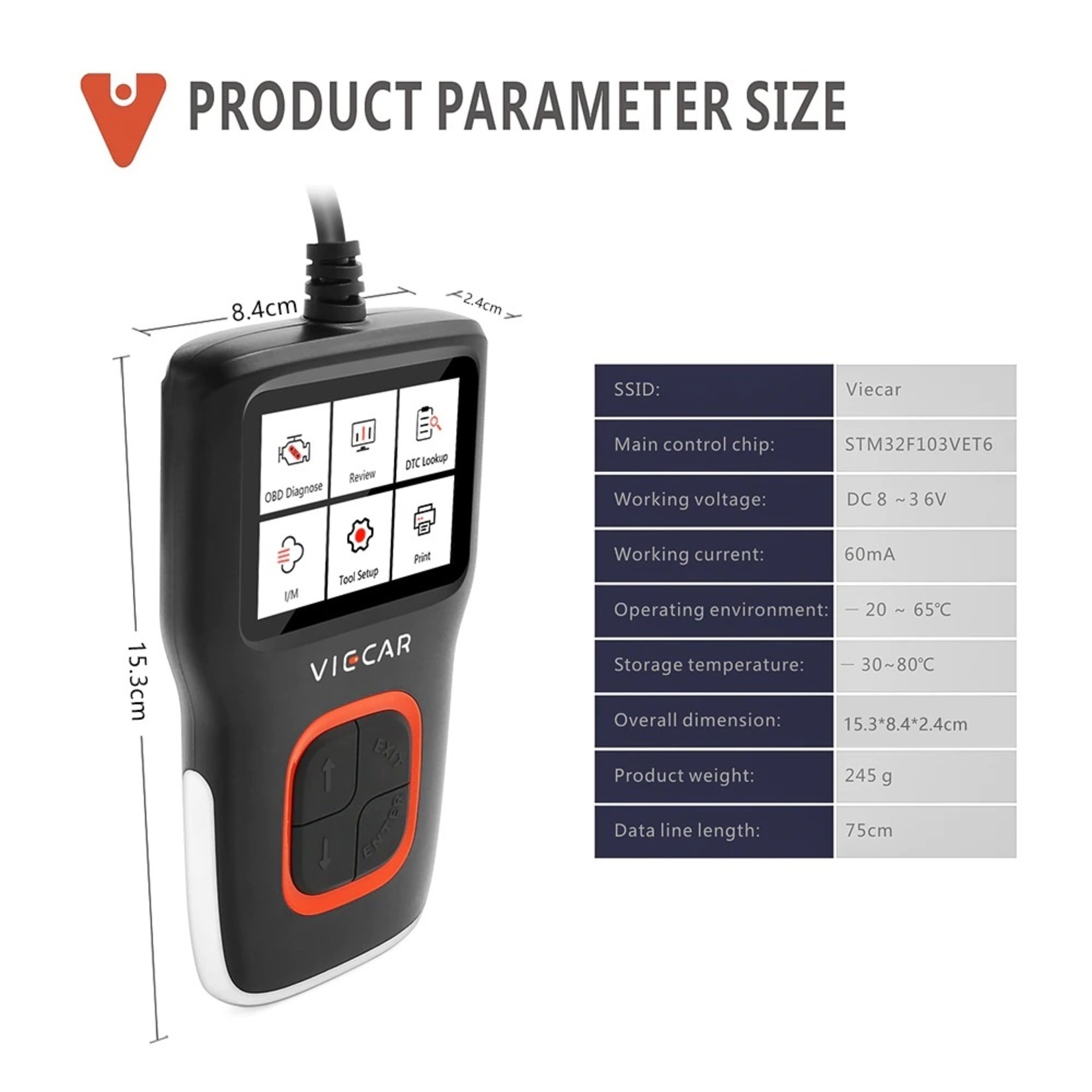 Viecar Viecar VP101 Code Reader Lezen / Reset OBD2 Auto Diagnostische Automotive I / M DTC OBDII / EOBD OBD 2 Scanner auto Tool PK CR5001 AS500