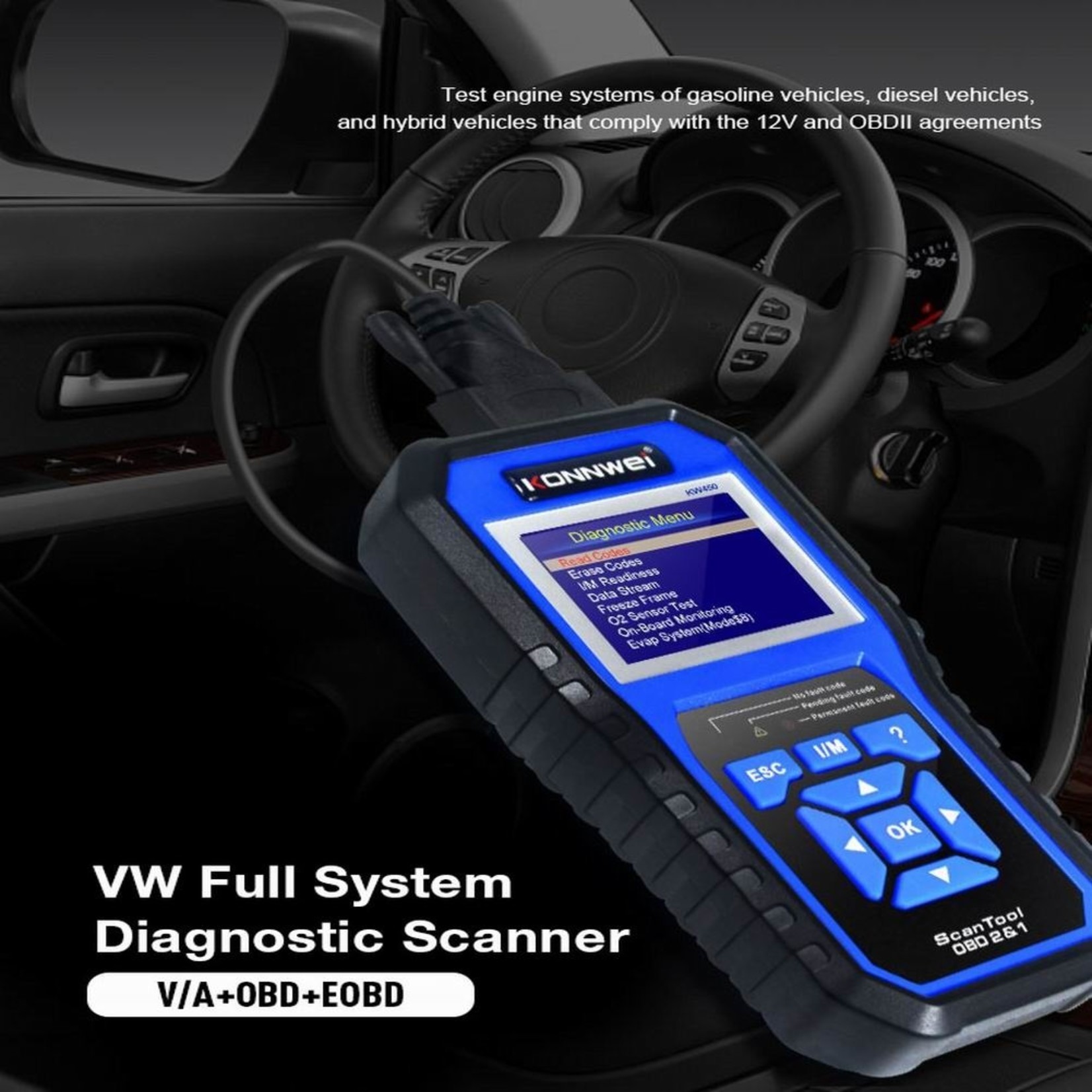 KONNWEI KONNWEI KW450 OBD2 Diagnostisch Tool voor VAG Auto 'S VW Audi ABS Airbag Olie ABS EPB DPF SRS TPMS Reset Volledige Systemen scanner