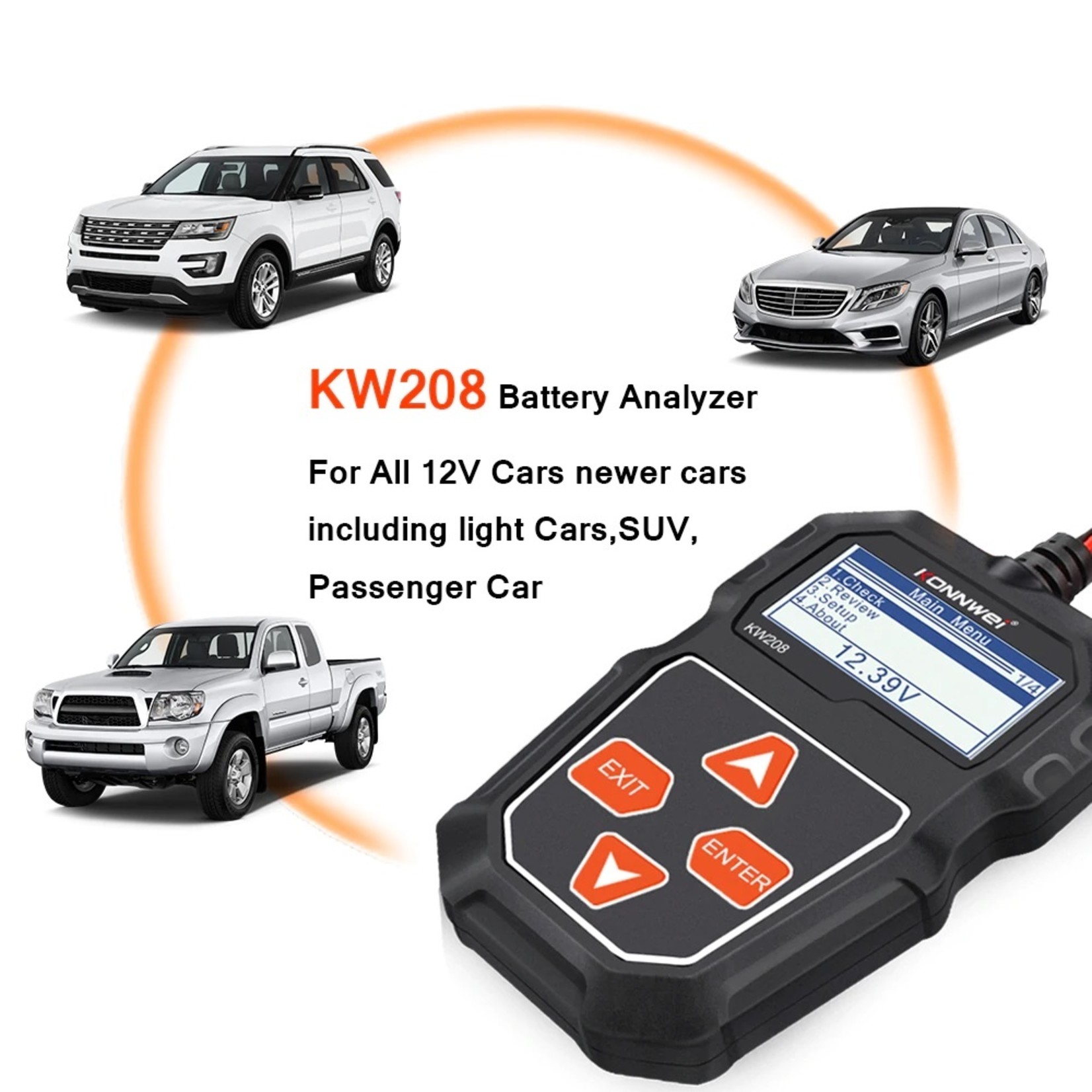 KONNWEI Konnwei KW208 Professionele Auto & Motor Accu Batterij tester 12V