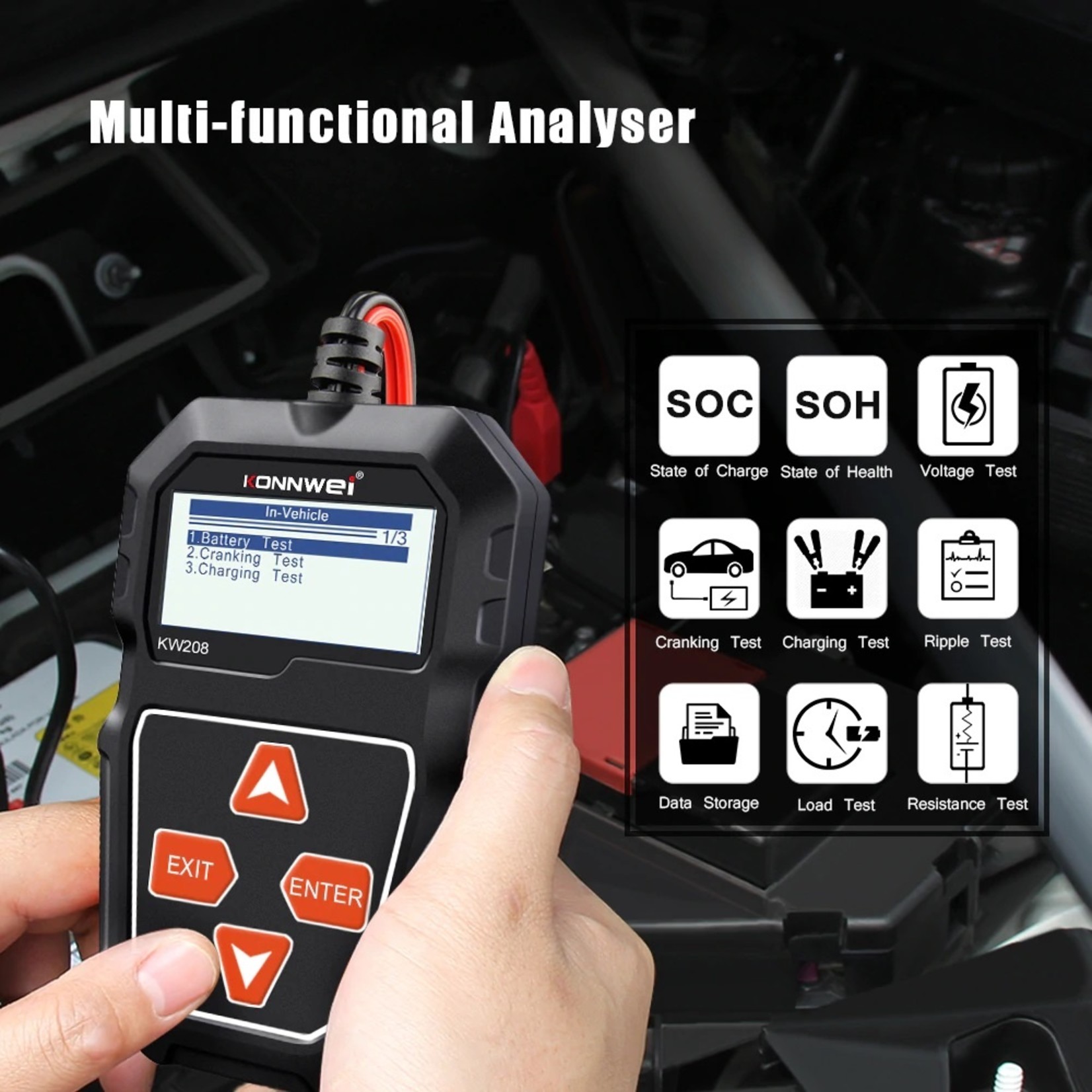 KONNWEI Konnwei KW208 Professionele Auto & Motor Accu Batterij tester 12V