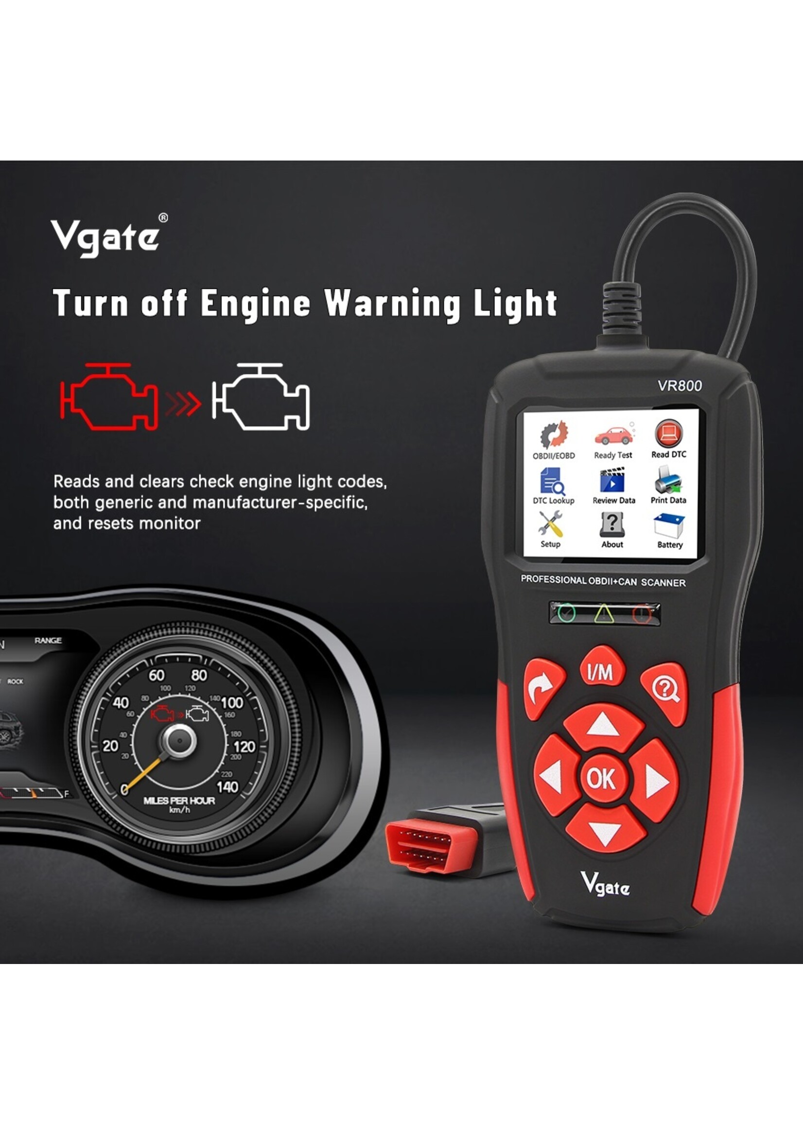 Vgate Vgate VR800 Code Reader OBD2 Scanner Auto Scan Gereedschap Automotive OBD 2 Diagnostisch Auto OBD Tool
