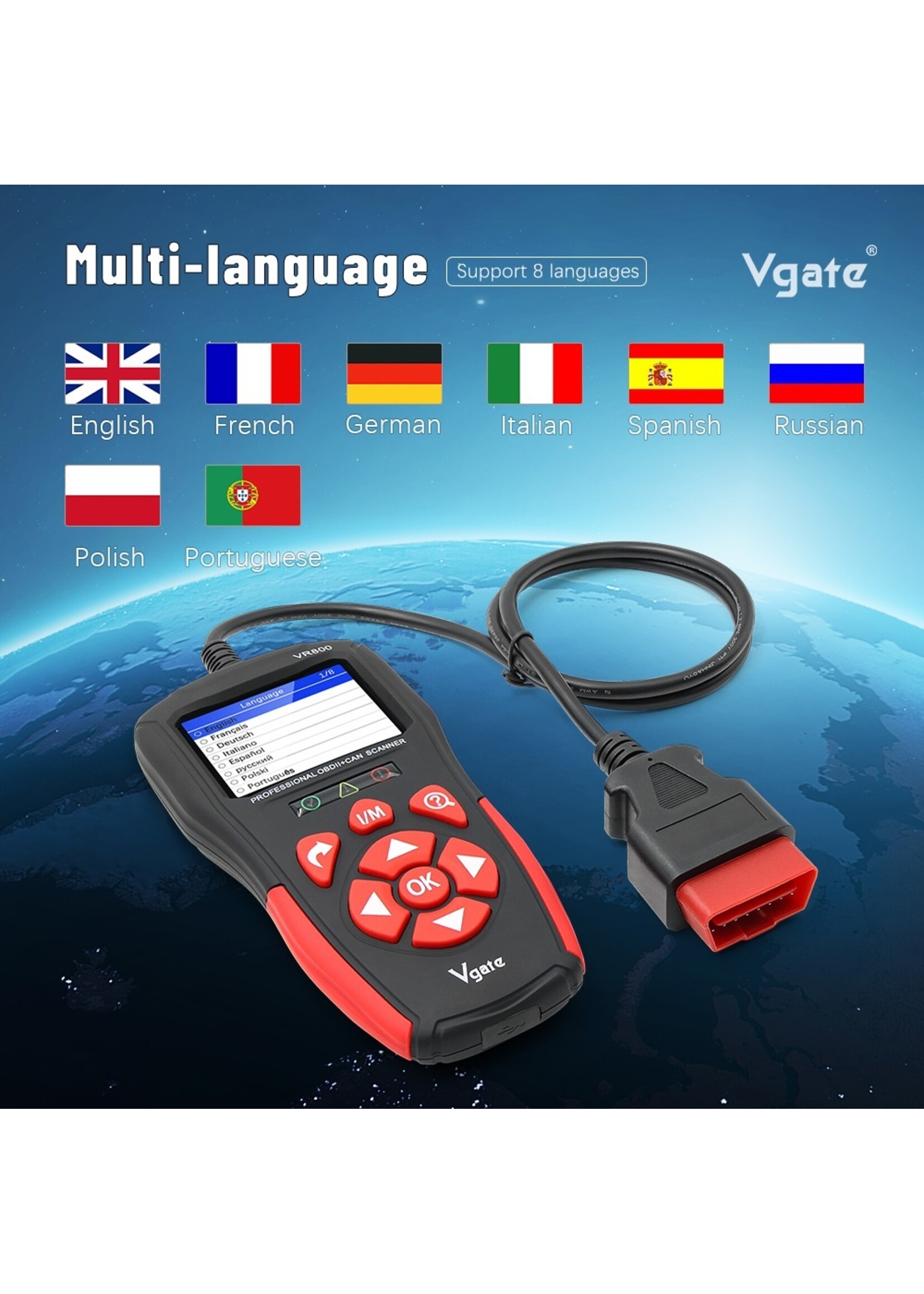 Vgate Vgate VR800 Code Reader OBD2 Scanner Auto Scan Gereedschap Automotive OBD 2 Diagnostisch Auto OBD Tool