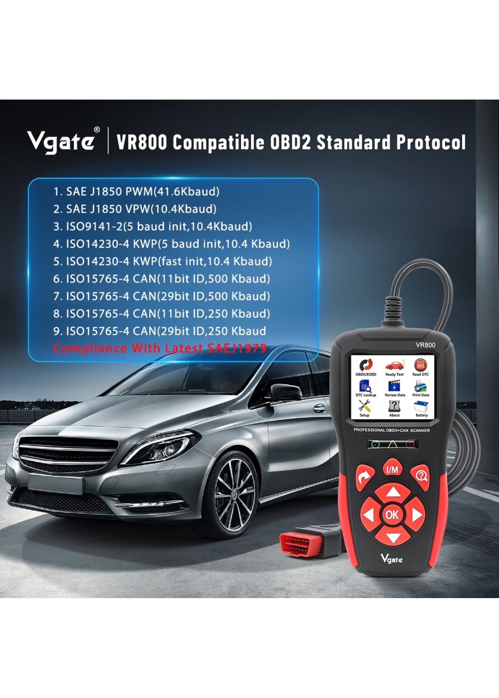 Vgate Vgate VR800 Code Reader OBD2 Scanner Auto Scan Gereedschap Automotive OBD 2 Diagnostisch Auto OBD Tool