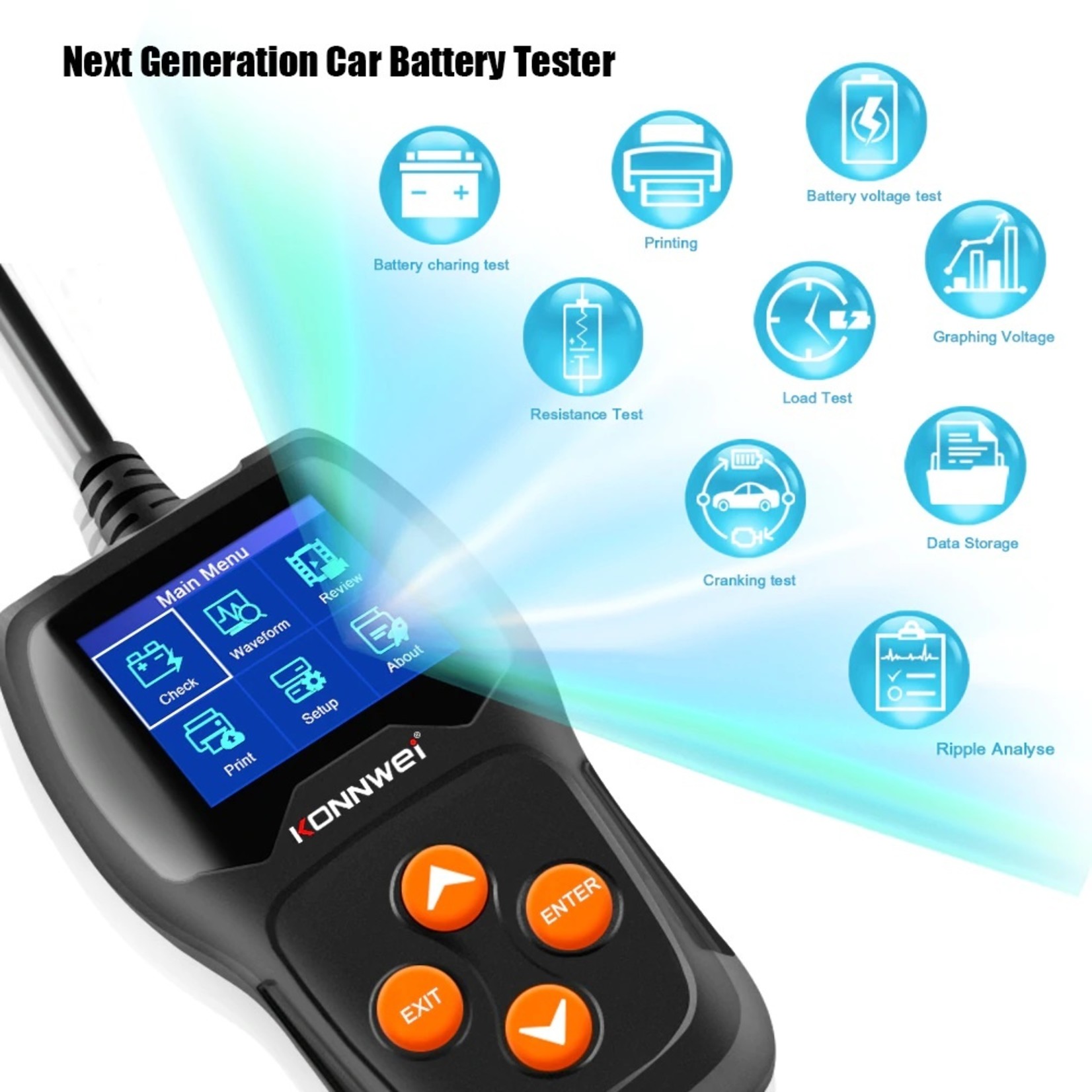 KONNWEI KONNWEI KW600 Professionele Auto Digitale Batterij Tester 100-2000CCA 12 V Auto Batterij Load Analyzer Starten Diagnostisch Tool