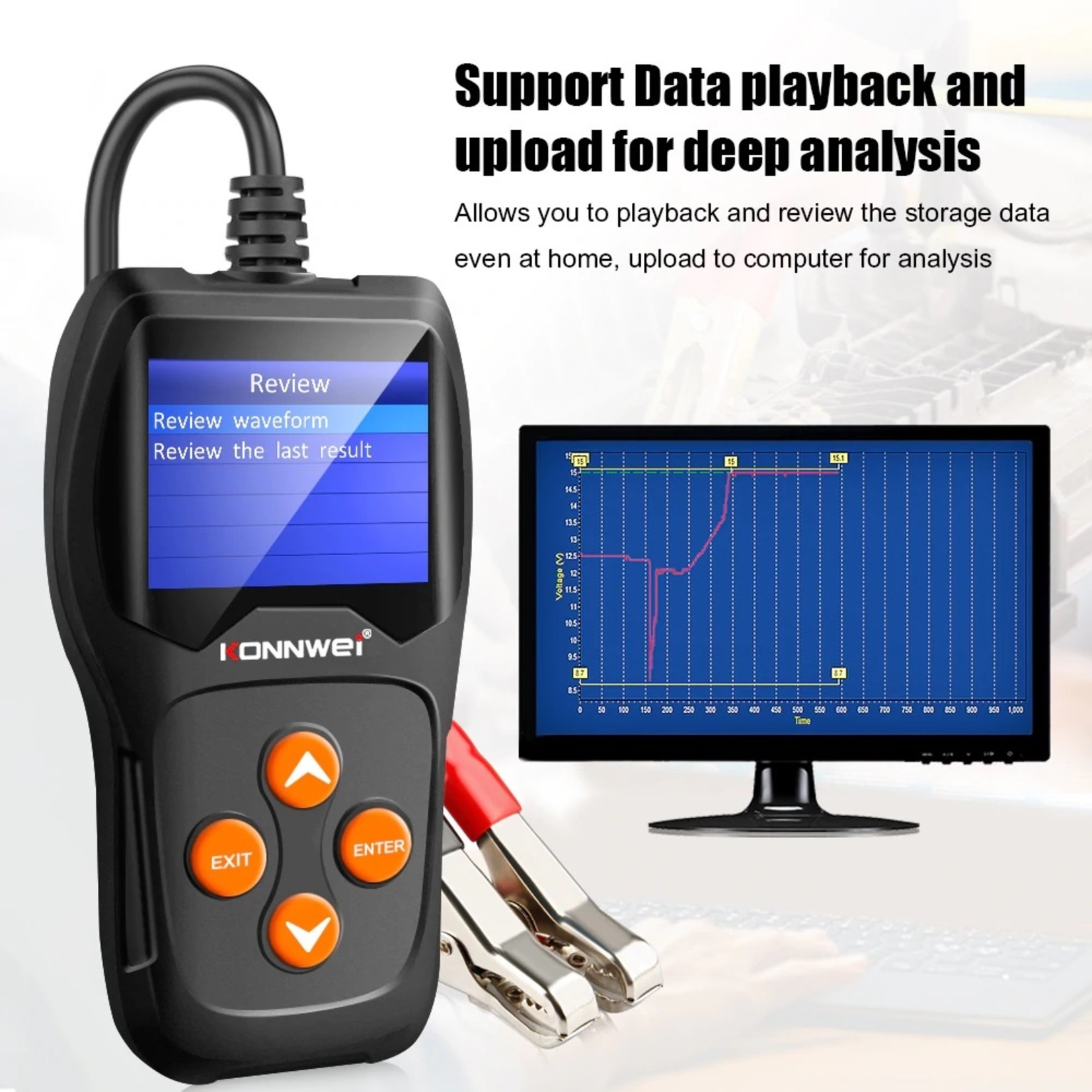 KONNWEI KONNWEI KW600 Professionele Auto Digitale Batterij Tester 100-2000CCA 12 V Auto Batterij Load Analyzer Starten Diagnostisch Tool