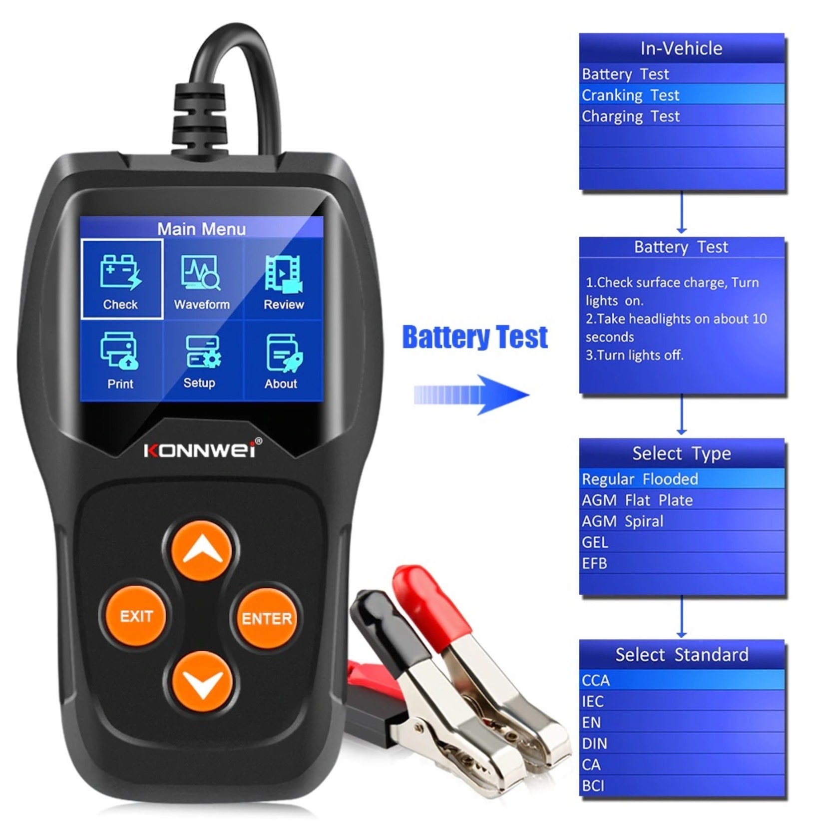 KONNWEI KONNWEI KW600 Professionele Auto Digitale Batterij Tester 100-2000CCA 12 V Auto Batterij Load Analyzer Starten Diagnostisch Tool