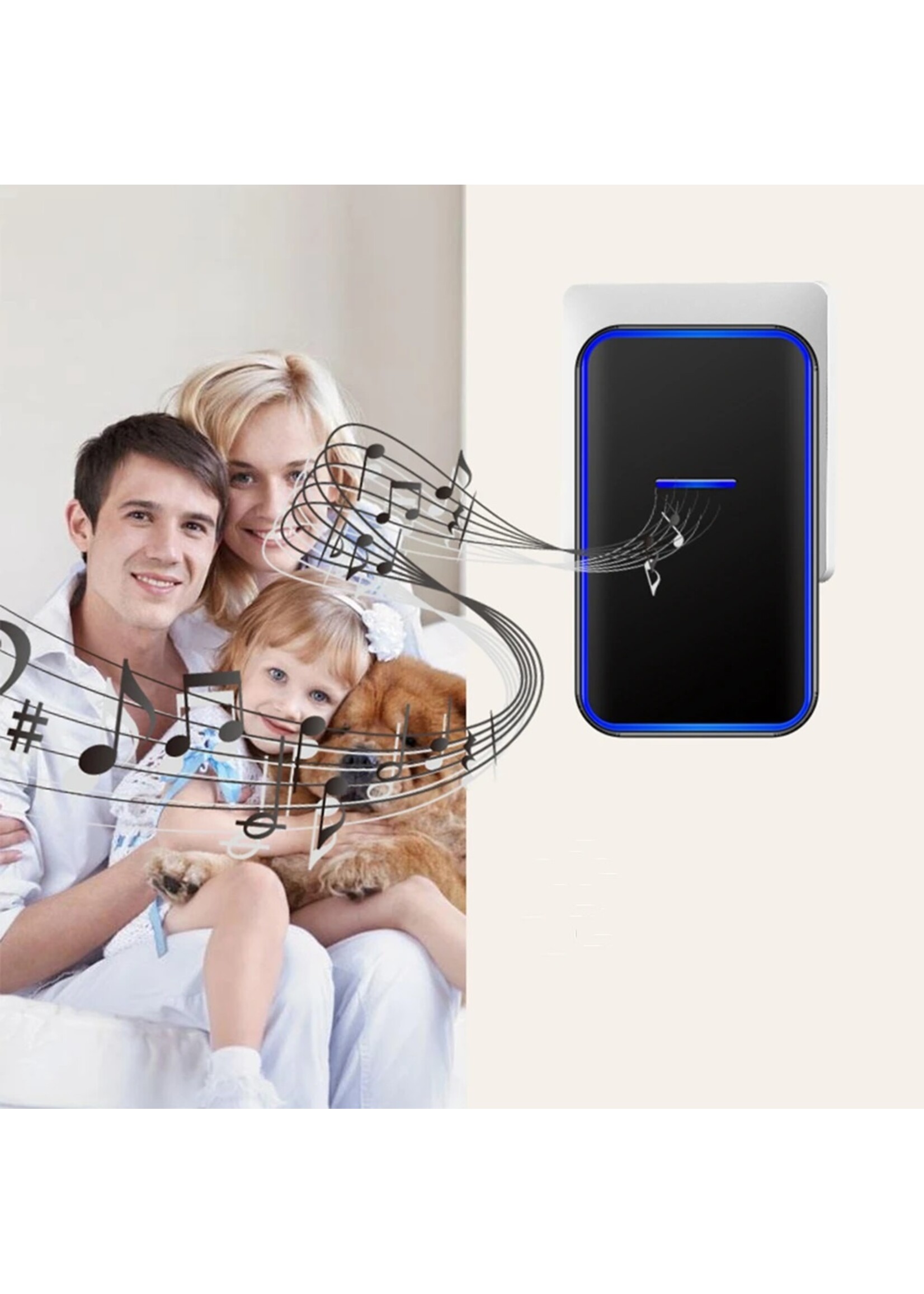 CACAZI Waterdichte Draadloze Deurbel 300M Afstandsbediening Intelligente LED Licht Home Deurbel