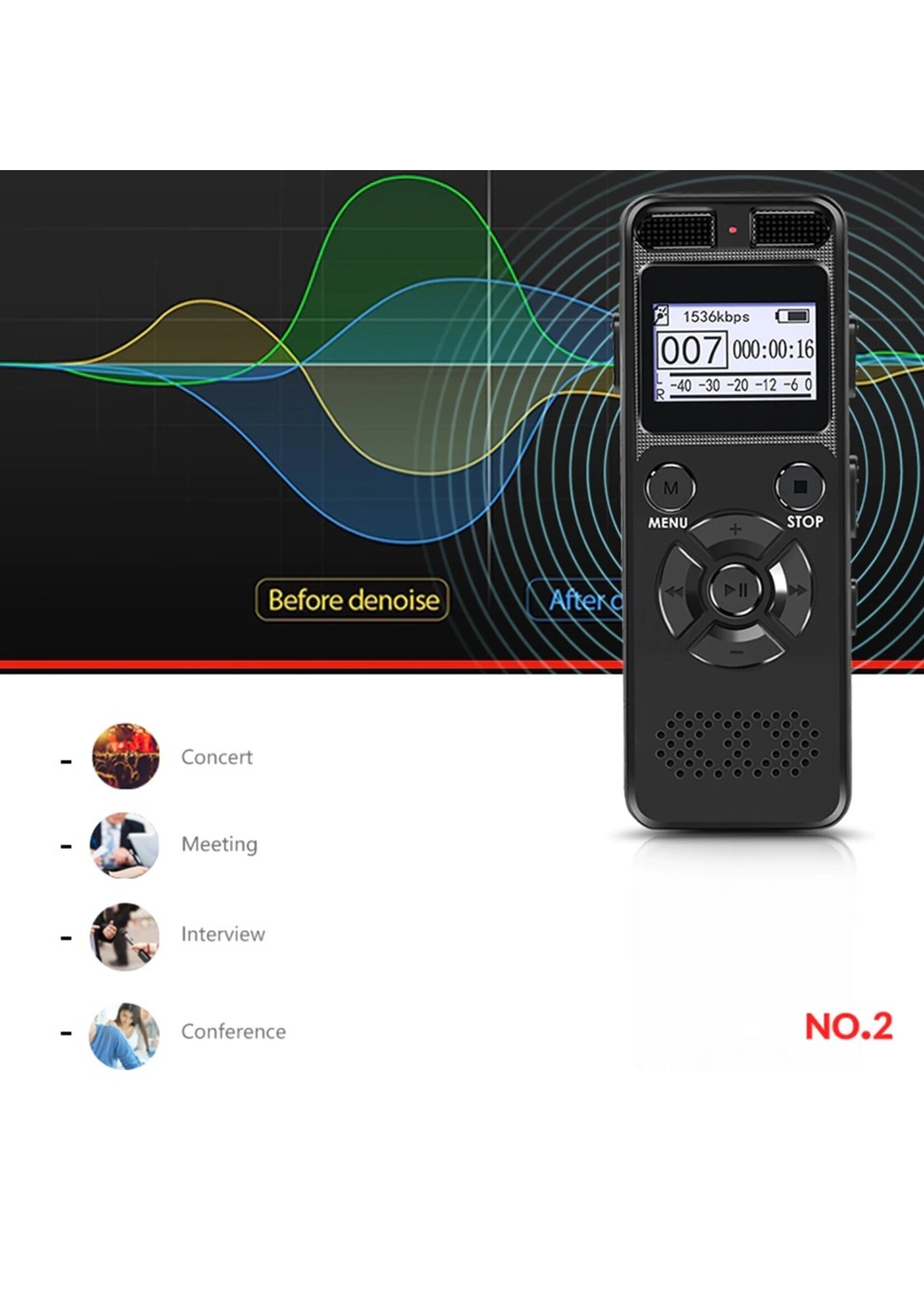Digitale voice recorder TIG-VRD105 – 8GB
