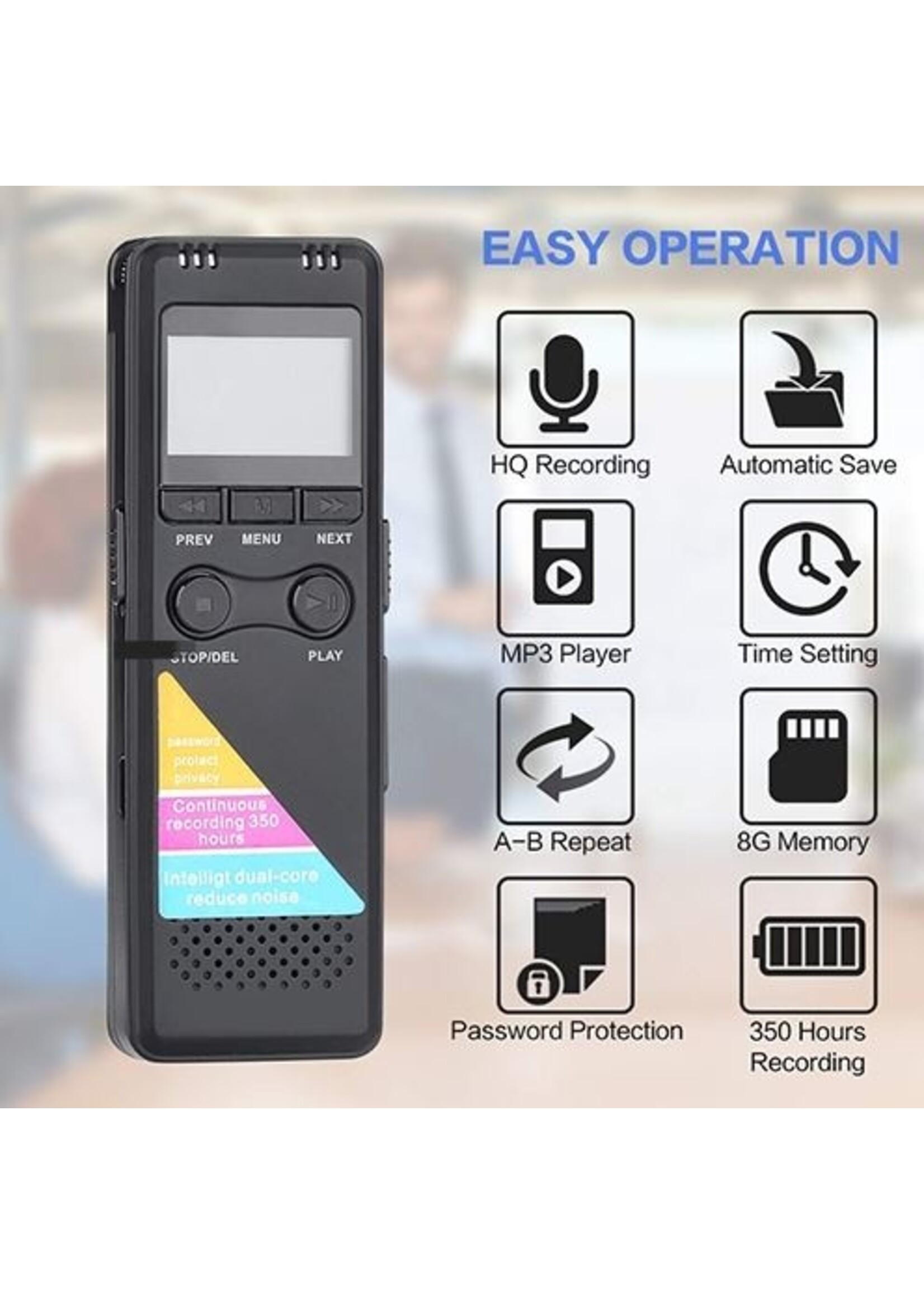 Digitale voice recorder TIG-700– 8GB