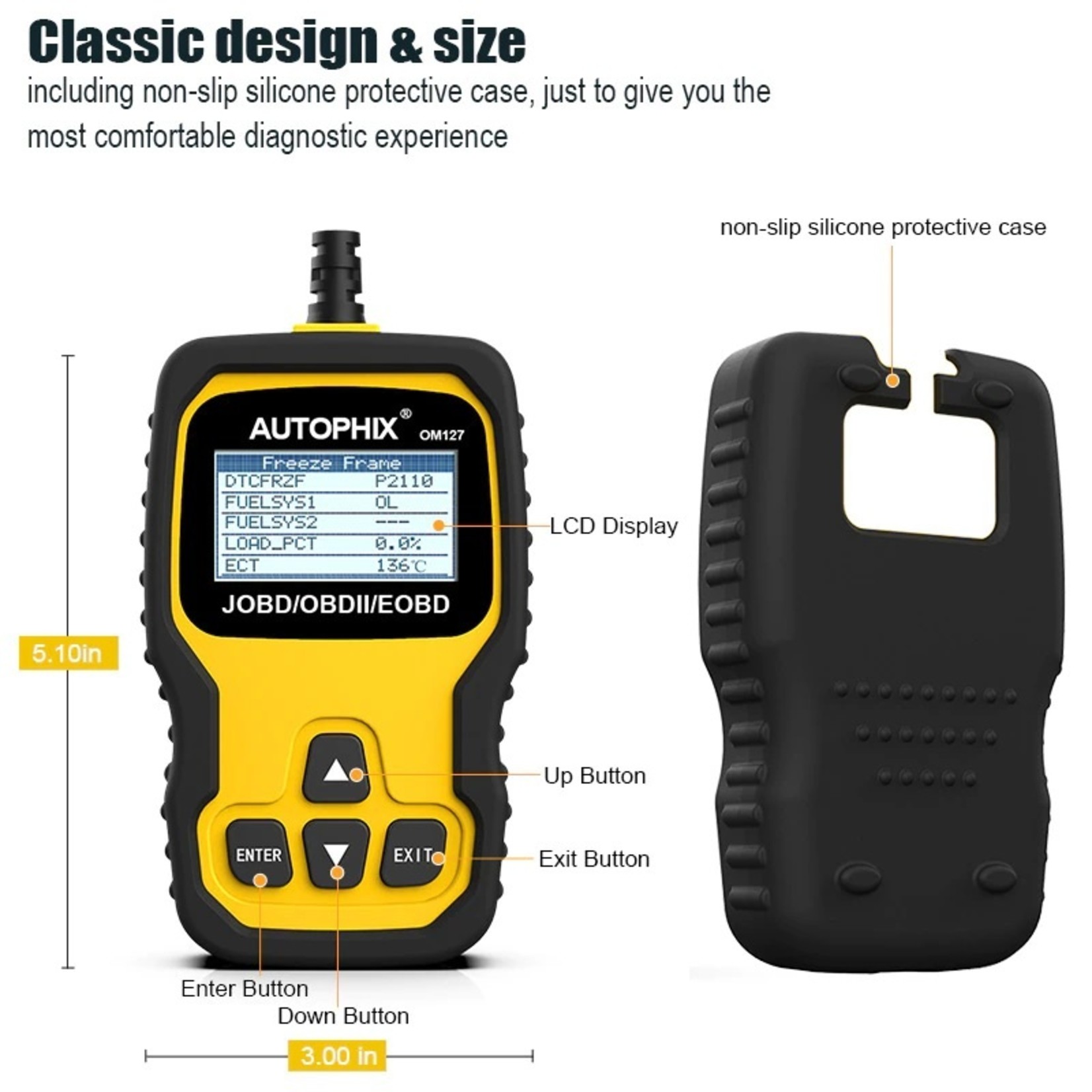 Autophix Autophix Om127 OBD2 Scanner Diagnostisch Tool Motor van de auto Foutcodelezer O2 Sensor EVAP-systeemtest