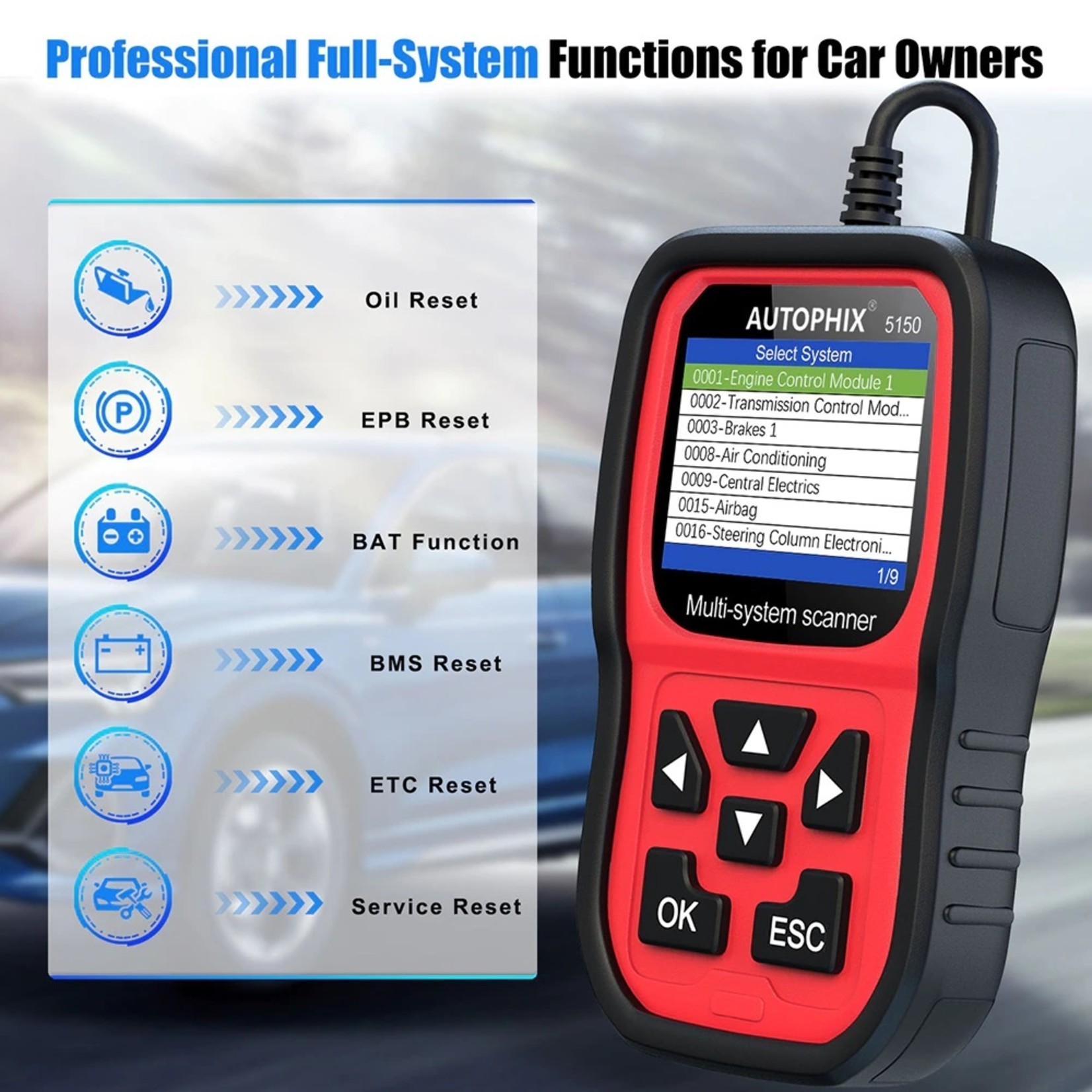 Autophix Autophix 5150 OBD2 Scanner Volledige System Abs Epb Bms Olie Reset Obd 2 Code Reader Automotive Scanner Auto Diagnostisch