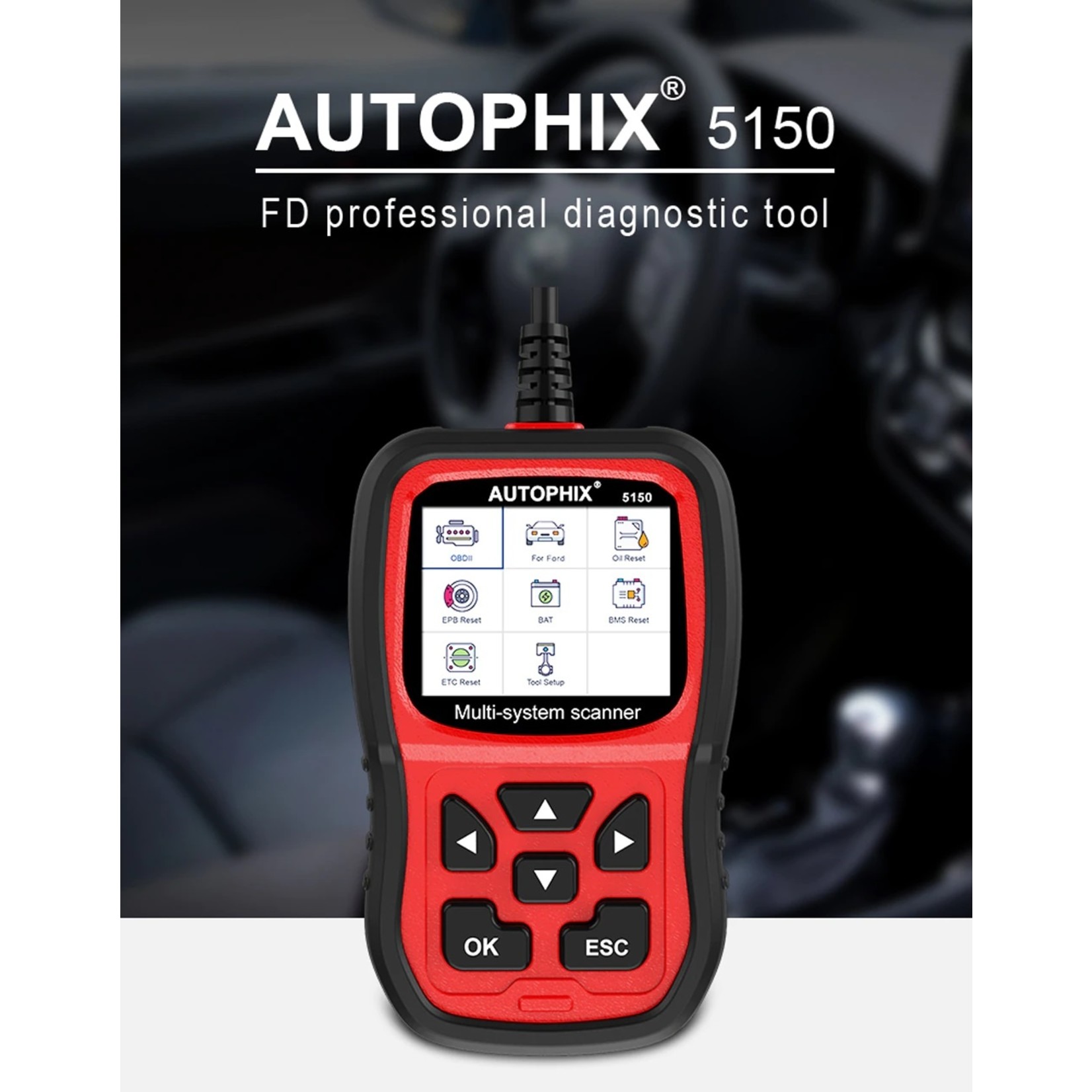 Autophix Autophix 5150 OBD2 Scanner Volledige System Abs Epb Bms Olie Reset Obd 2 Code Reader Automotive Scanner Auto Diagnostisch