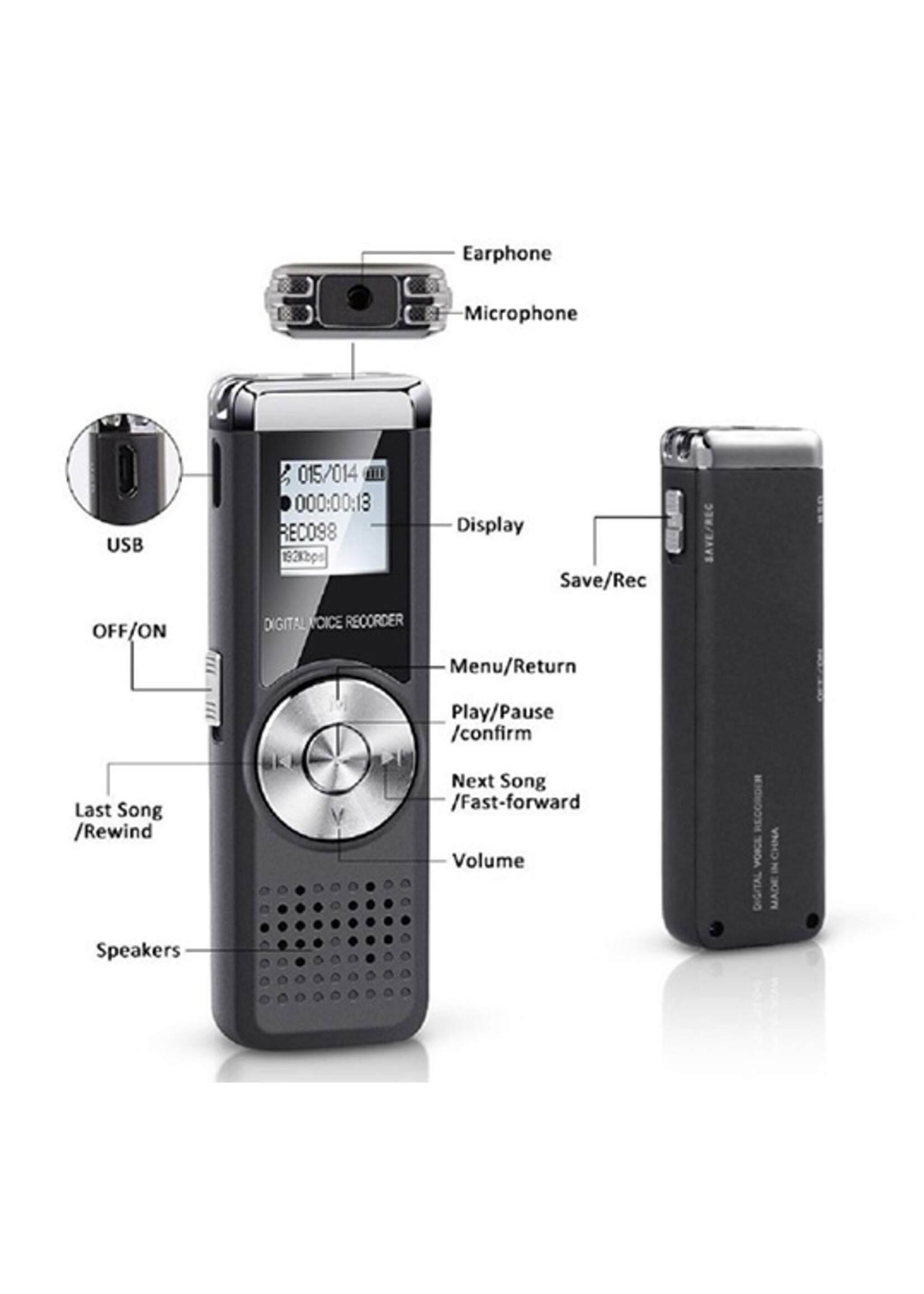 Digital Voice Recorder - TIG-VRD118TIG - 8GB