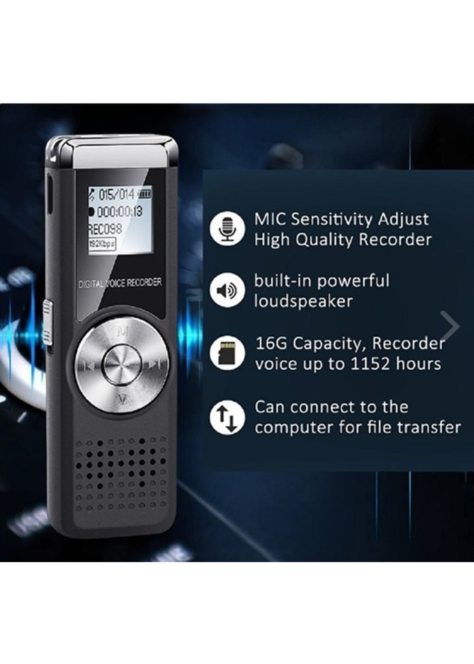 Digital Voice Recorder - TIG-VRD118TIG - 8GB