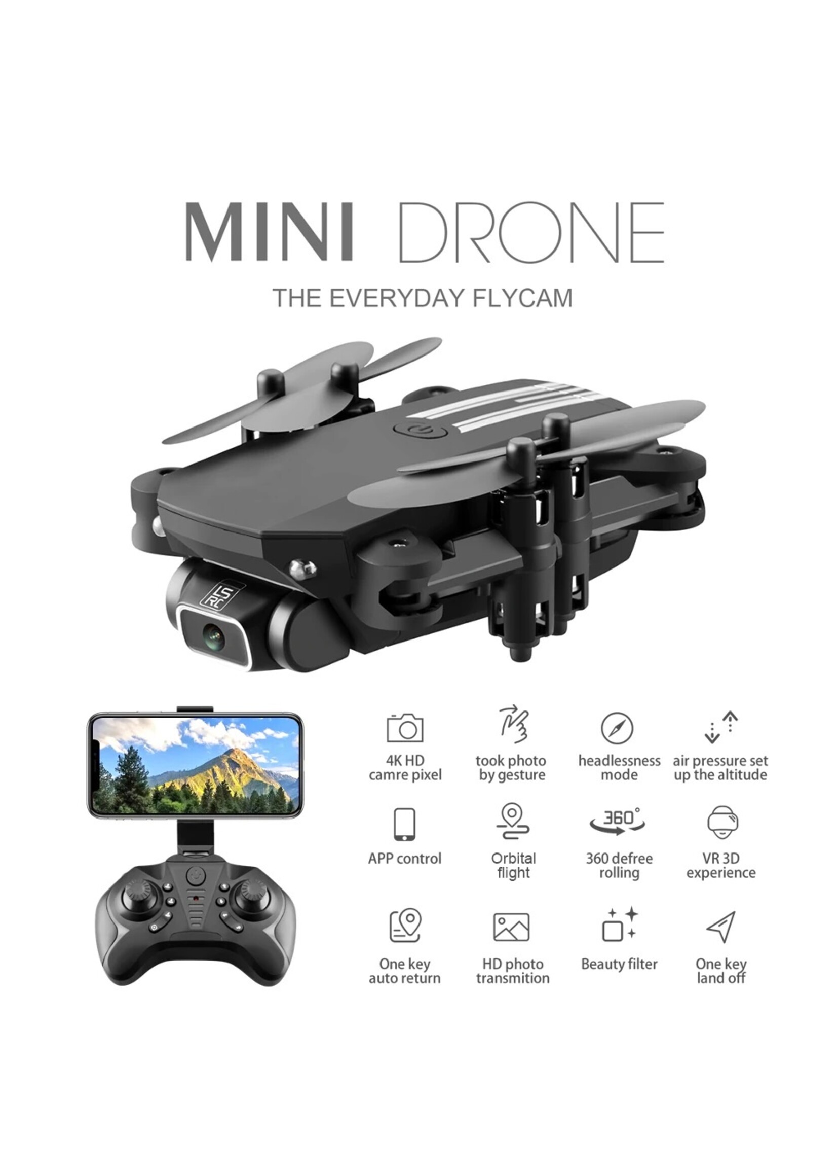 XKJ 2020 Nieuwe Mini Drone 4K 1080P HD Camera WiFi Fpv Luchtdruk Hoogte Hold Zwart En Grijs opvouwbare Quadcopter RC Drone